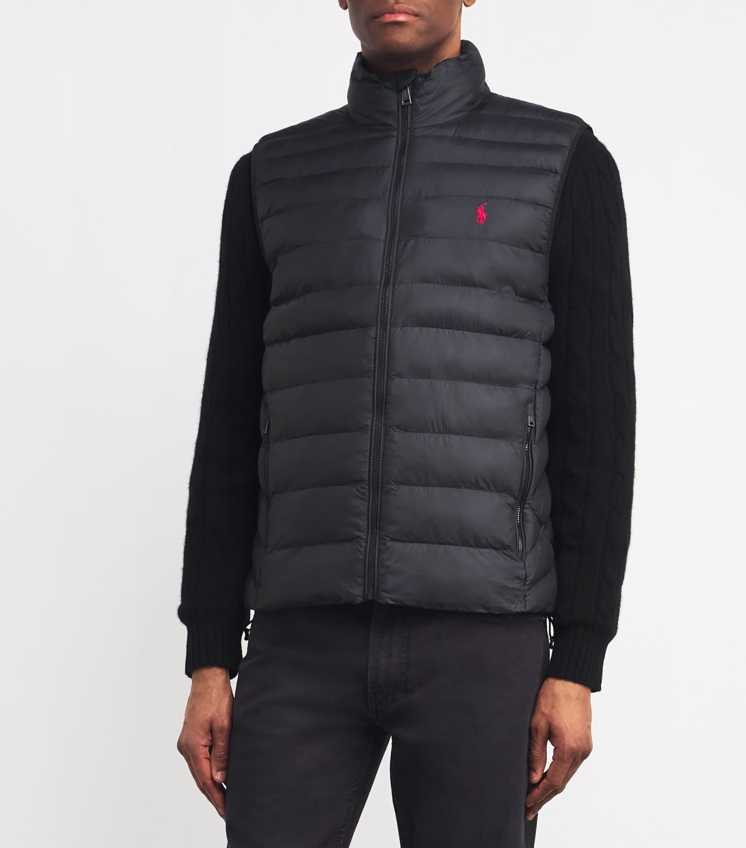Polo Ralph Lauren Mens Padded Polo Pony Packaway Gilet Polo Black Image 3