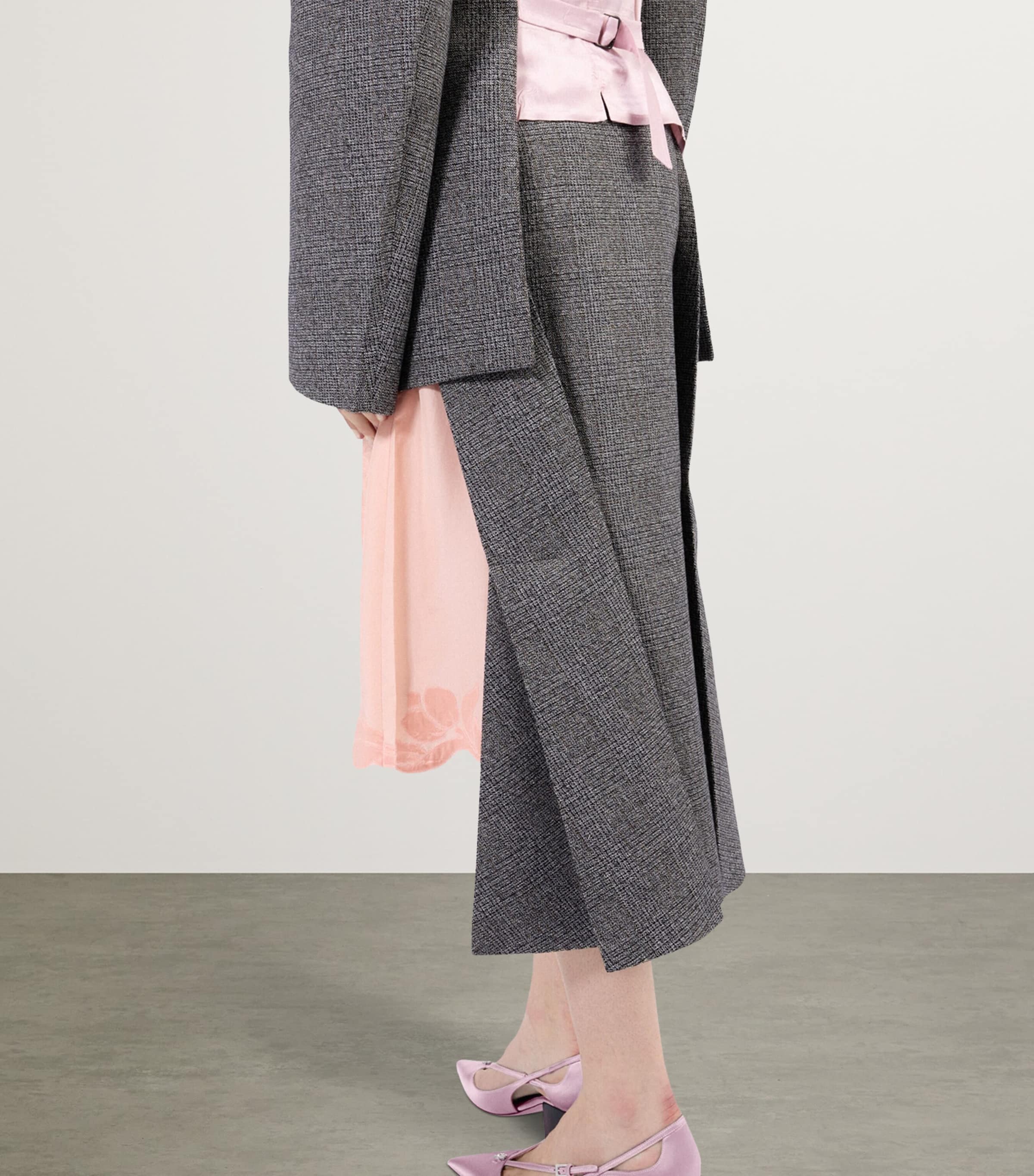 Mouliné Wool Check Midi Skirt F0480 Image 3