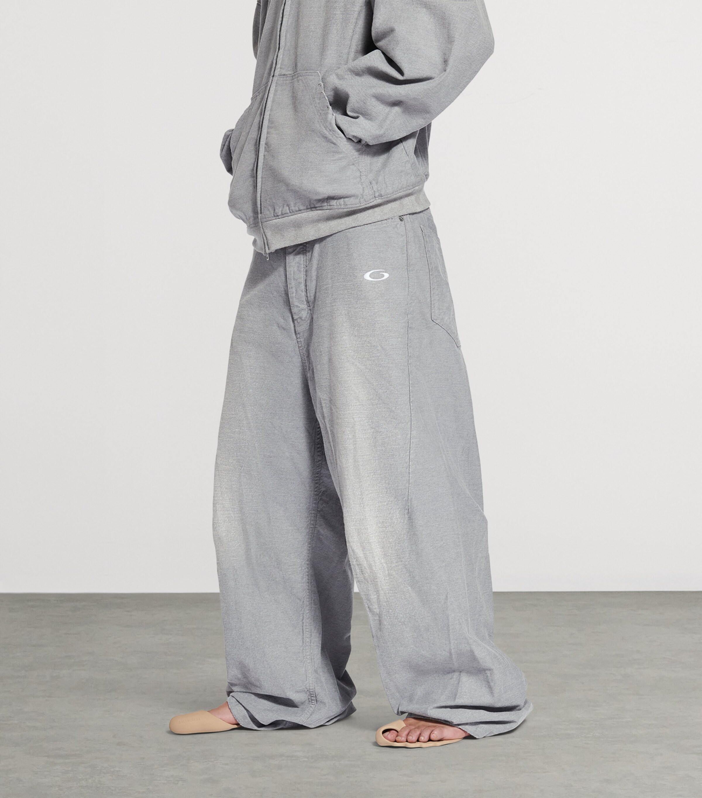 Balenciaga Grey Distressed Wide-Leg Jeans | Harrods US