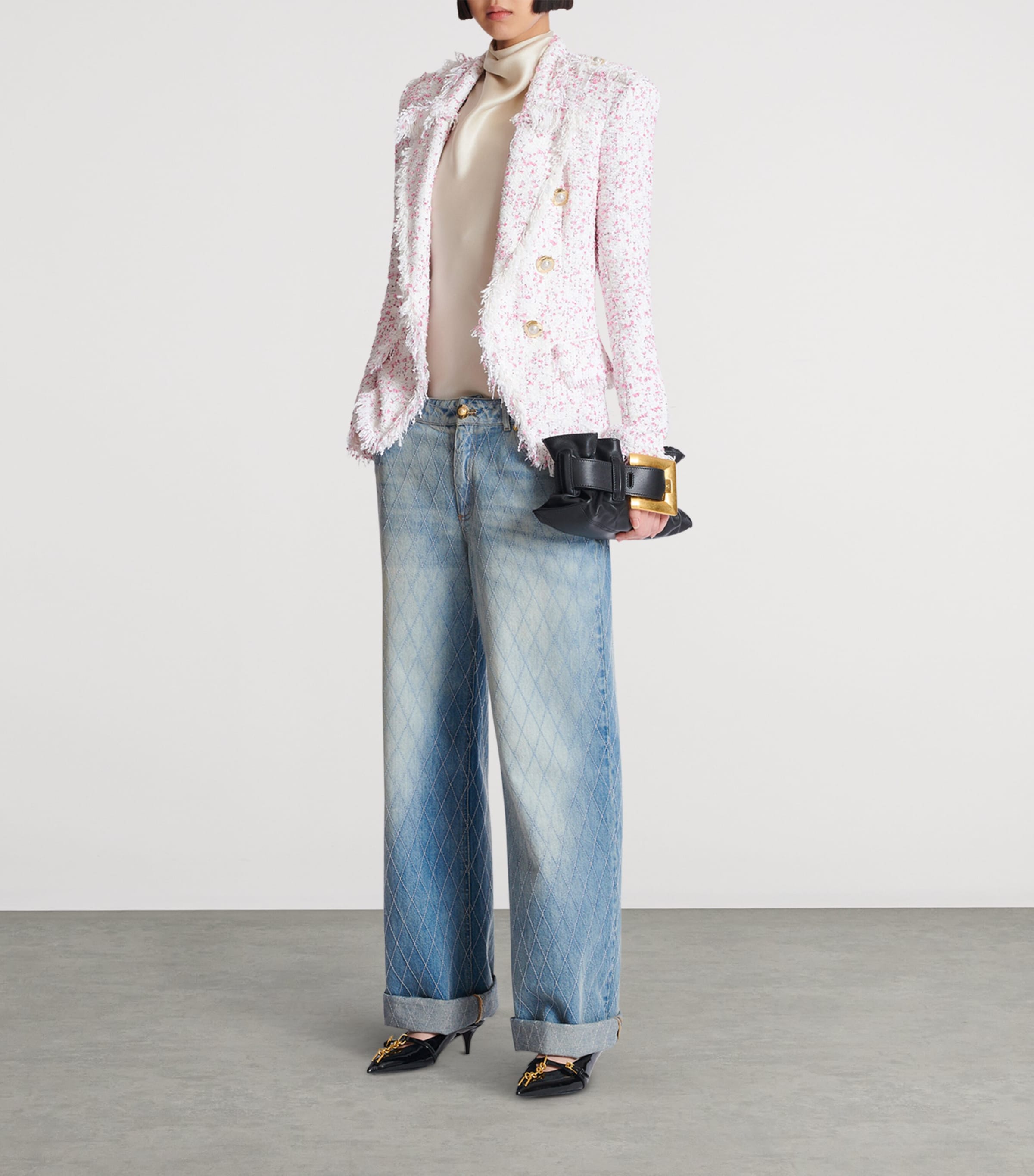 Tweed Frayed Blazer GRD BLANC/ROSE Image 2