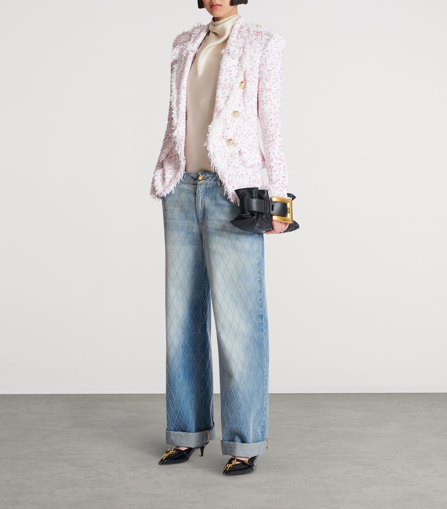 Tweed Frayed Blazer GRD BLANC/ROSE Image 2