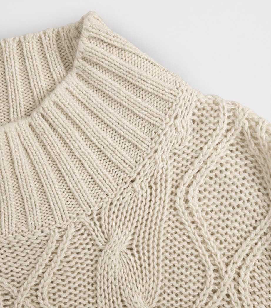 Dunhill Mens Cashmere-Blend Aran Cable-Knit Sweater Image 5