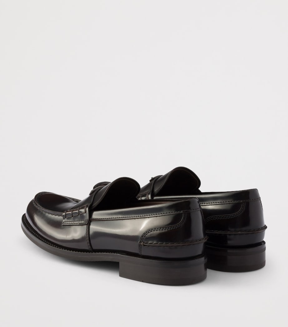 Prada Brushed Leather Triangle Loafers Brown Image 4