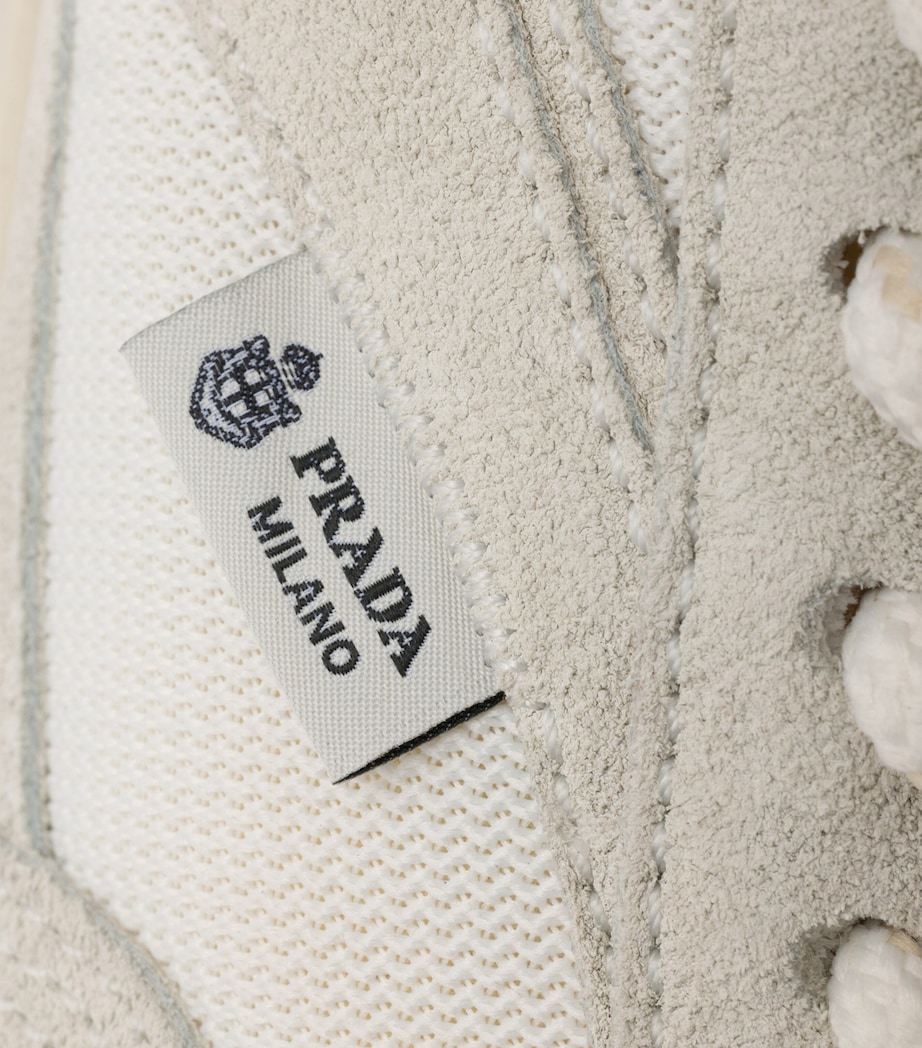 Prada Mesh and Suede Sneakers White Image 6
