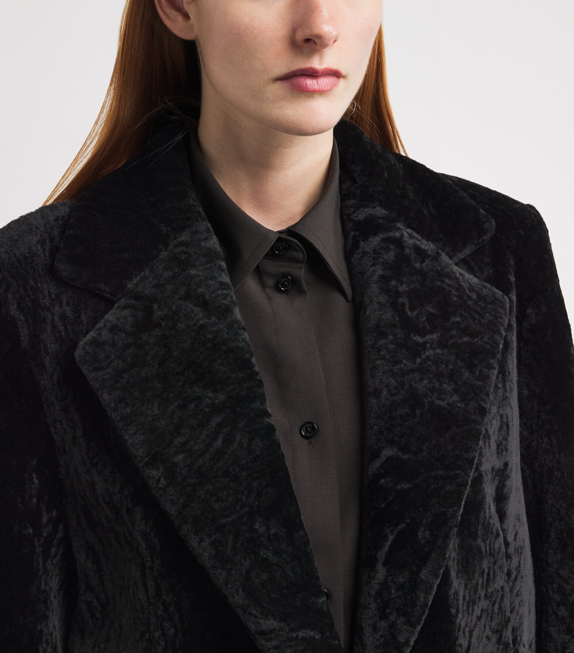 Shearling Trench Coat 001 BLACK Image 6