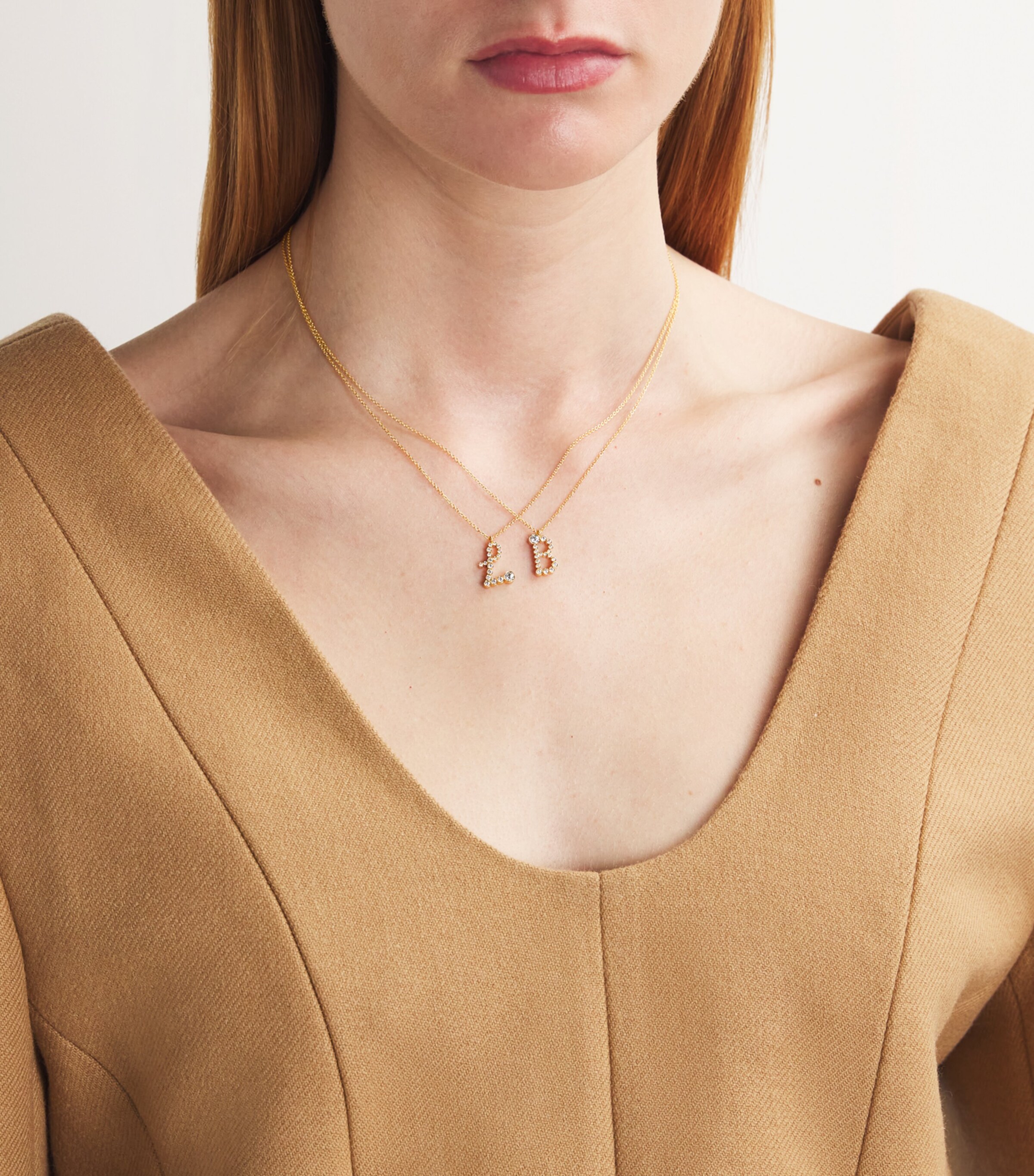 Sophie Bille Brahe Yellow Gold and Diamond Soprano 'L' Necklace