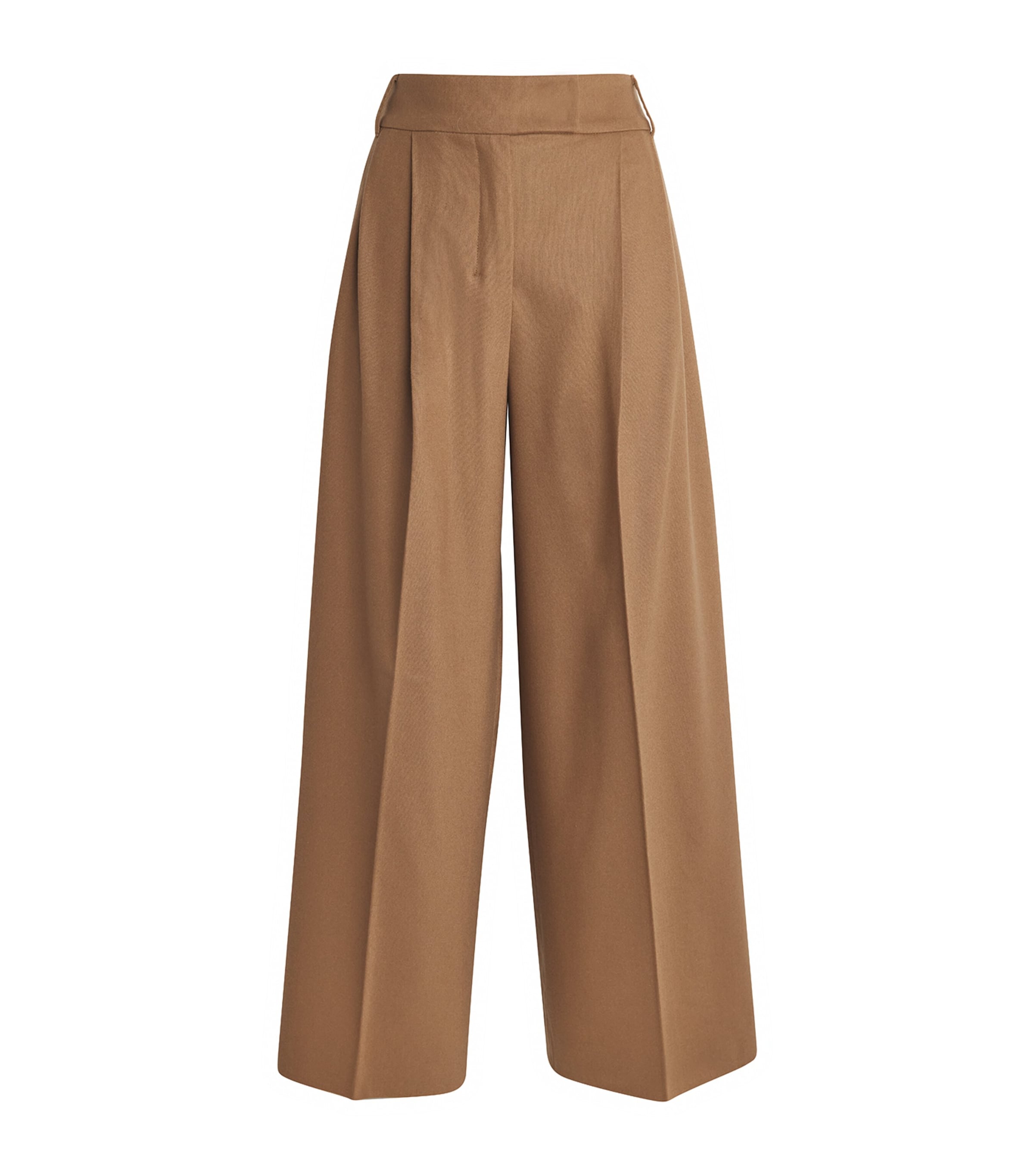 Max Mara Camel Wool Pleated Wide-leg Pant In Light Brown