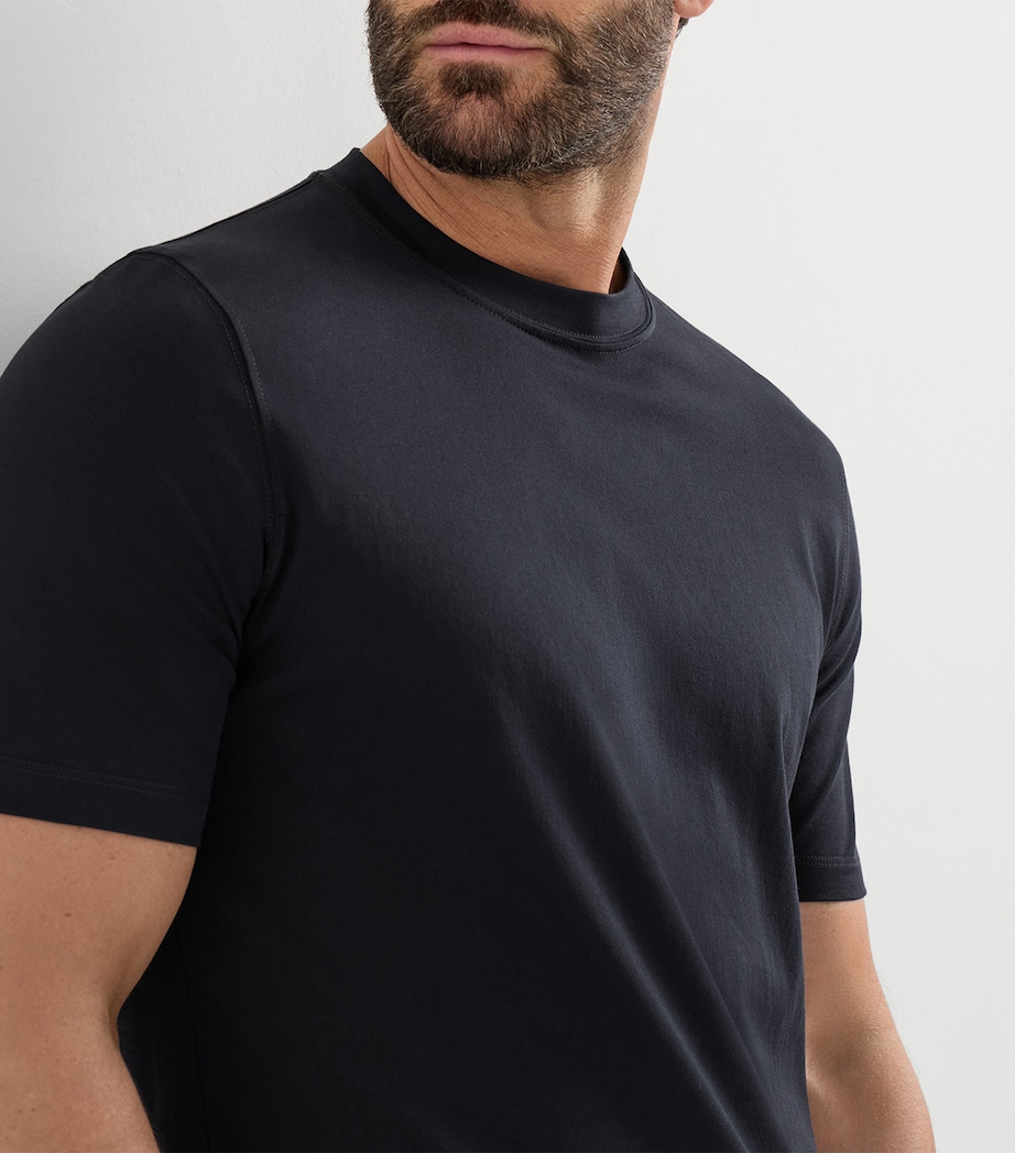 Brunello Cucinelli Mens Cotton Crew-Neck T-Shirt Blue Image 6