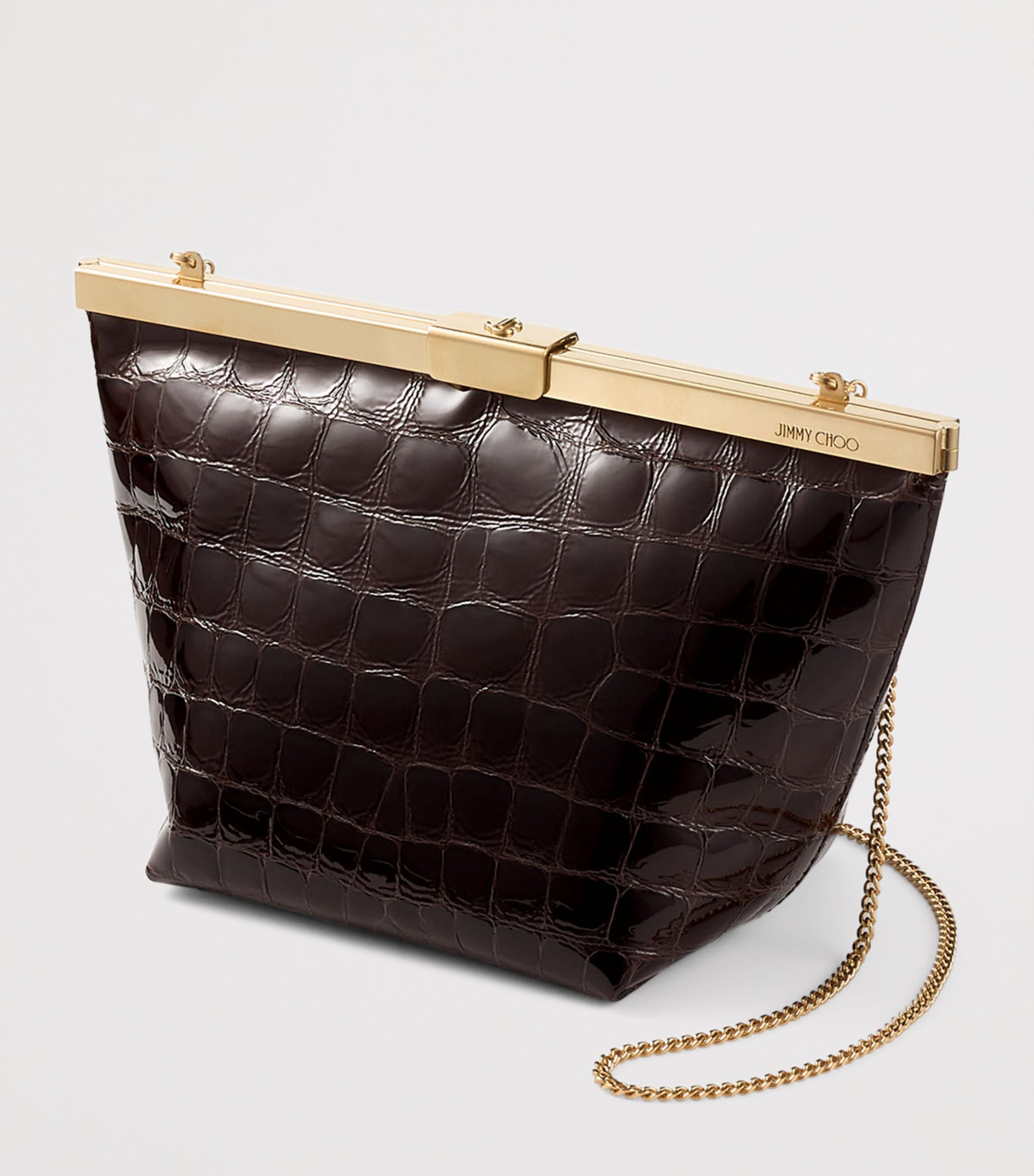Croc-Embossed Ganache Clutch Bag SAMBUCO/GOLD Image 2