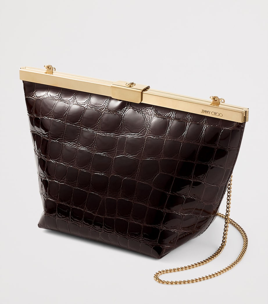 Croc-Embossed Ganache Clutch Bag SAMBUCO/GOLD Image 2
