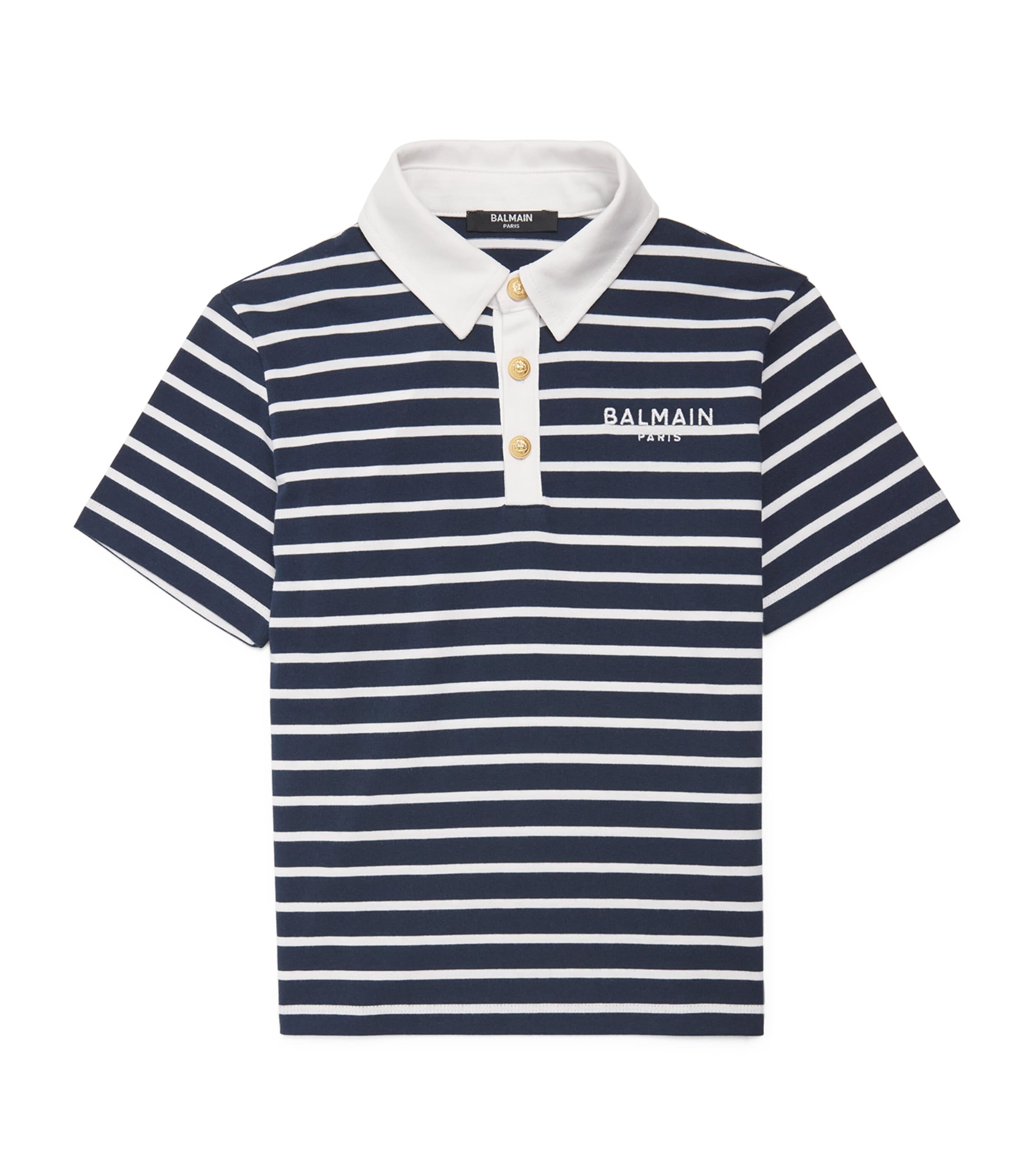 Cotton Stripe Polo Shirt (6-14 Years) 617BC BLUE/WHITE Image 1