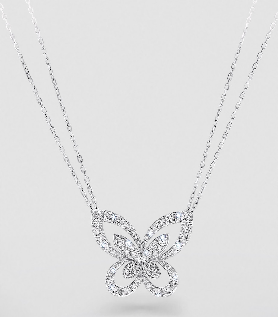 Large White Gold and Diamond Butterfly Necklace WHITE GOLD Image 2