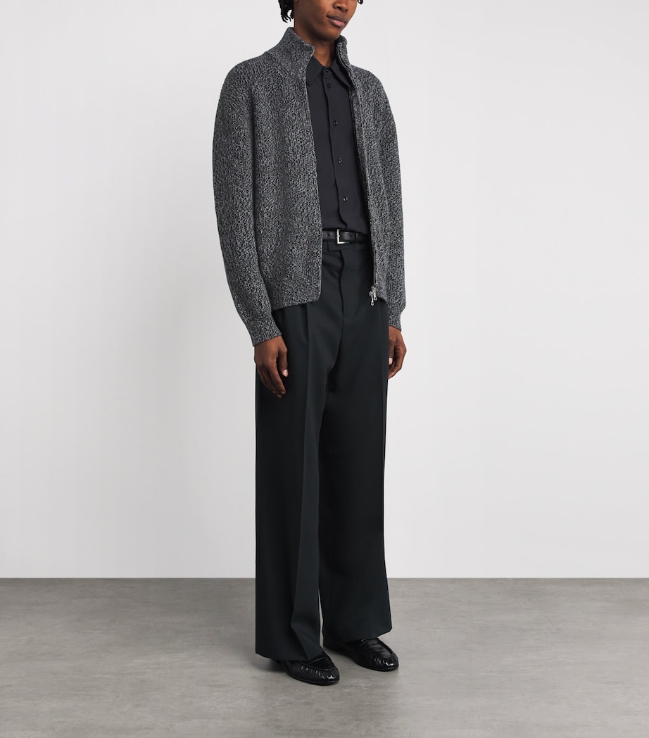 Merino Wool Quarter-Zip Sweater BLACK/GREY/ECRU Image 2