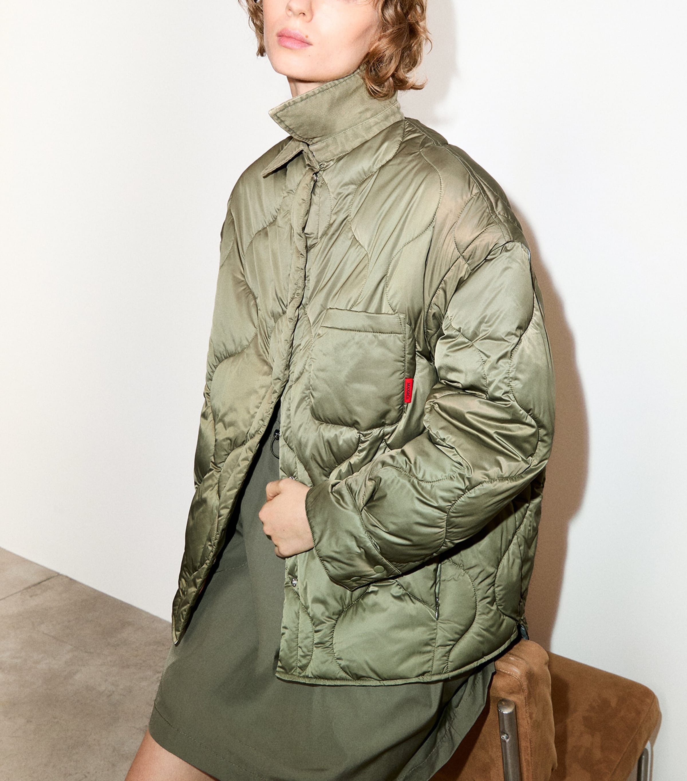 MAX&Co. Womens Quilted Field Jacket Kaki Image 2