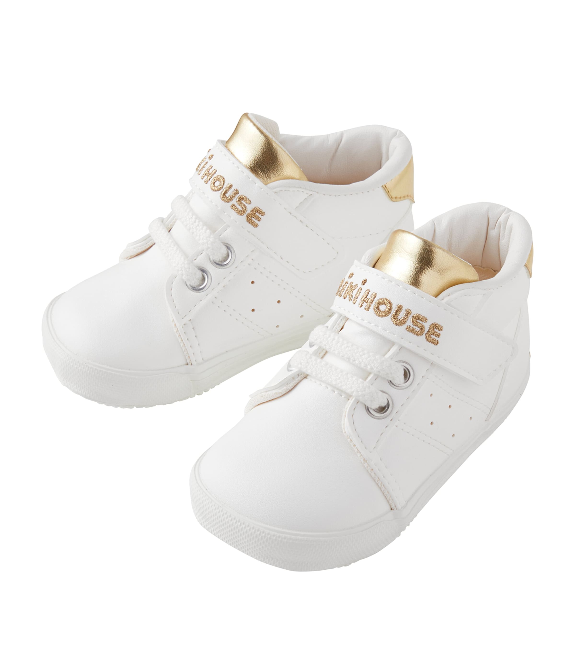 Miki House Kids' Velcro Sneakers In Gold