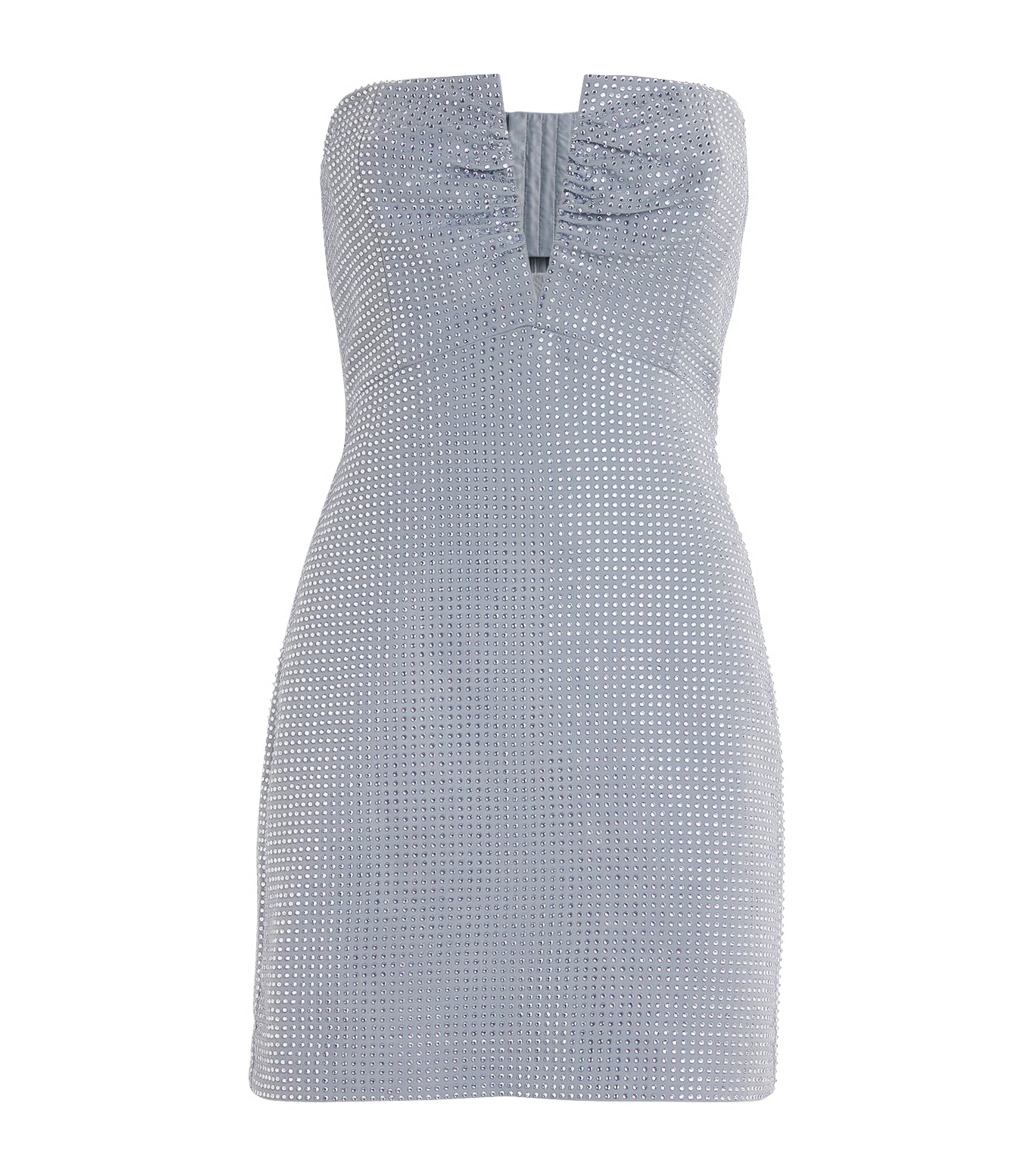 Roland Mouret Embellished Strapless Mini Dress In Blue