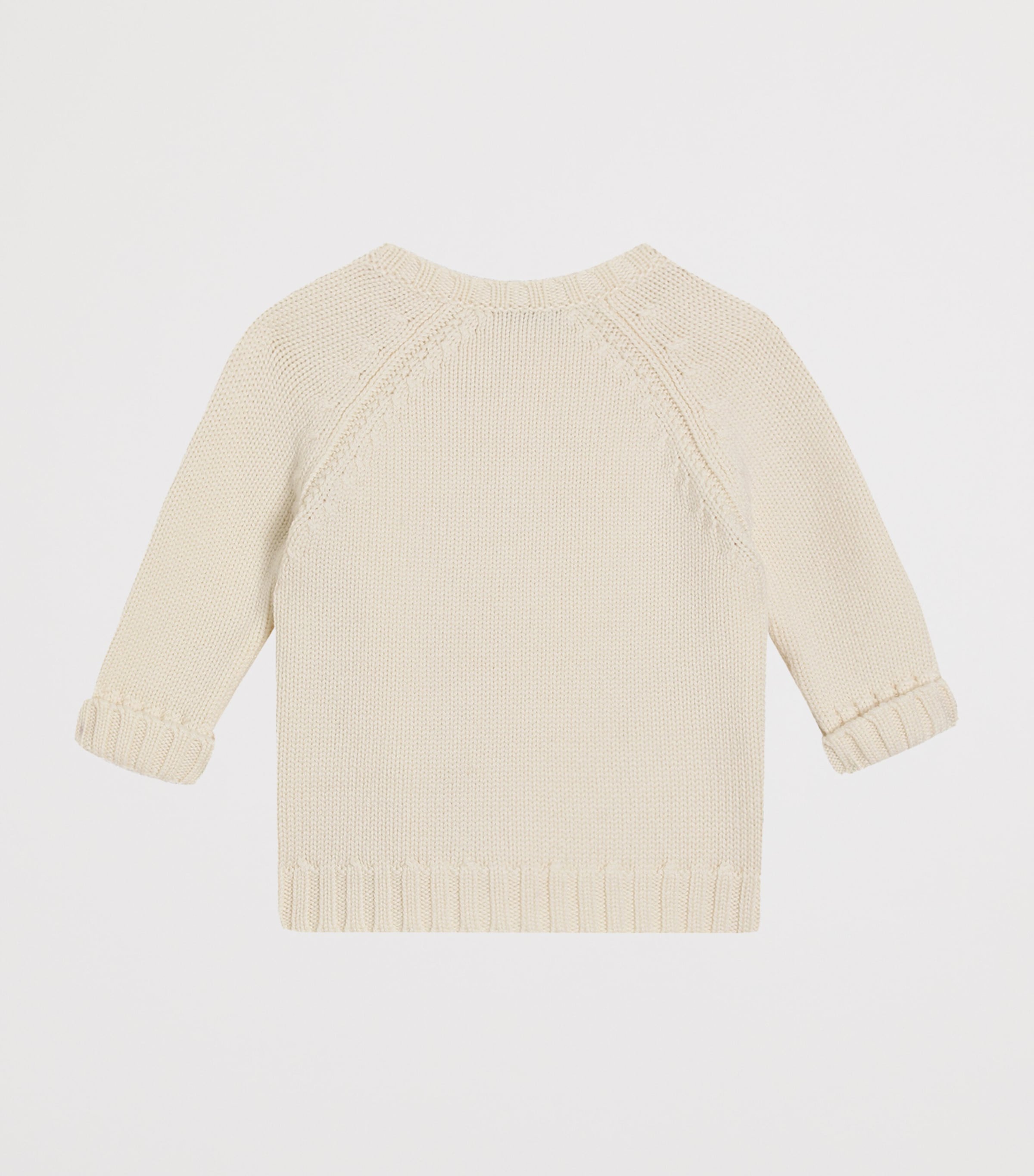 Virgin Wool Embroidered Logo Cardigan (3-36 Months) W3796-IVORY Image 2