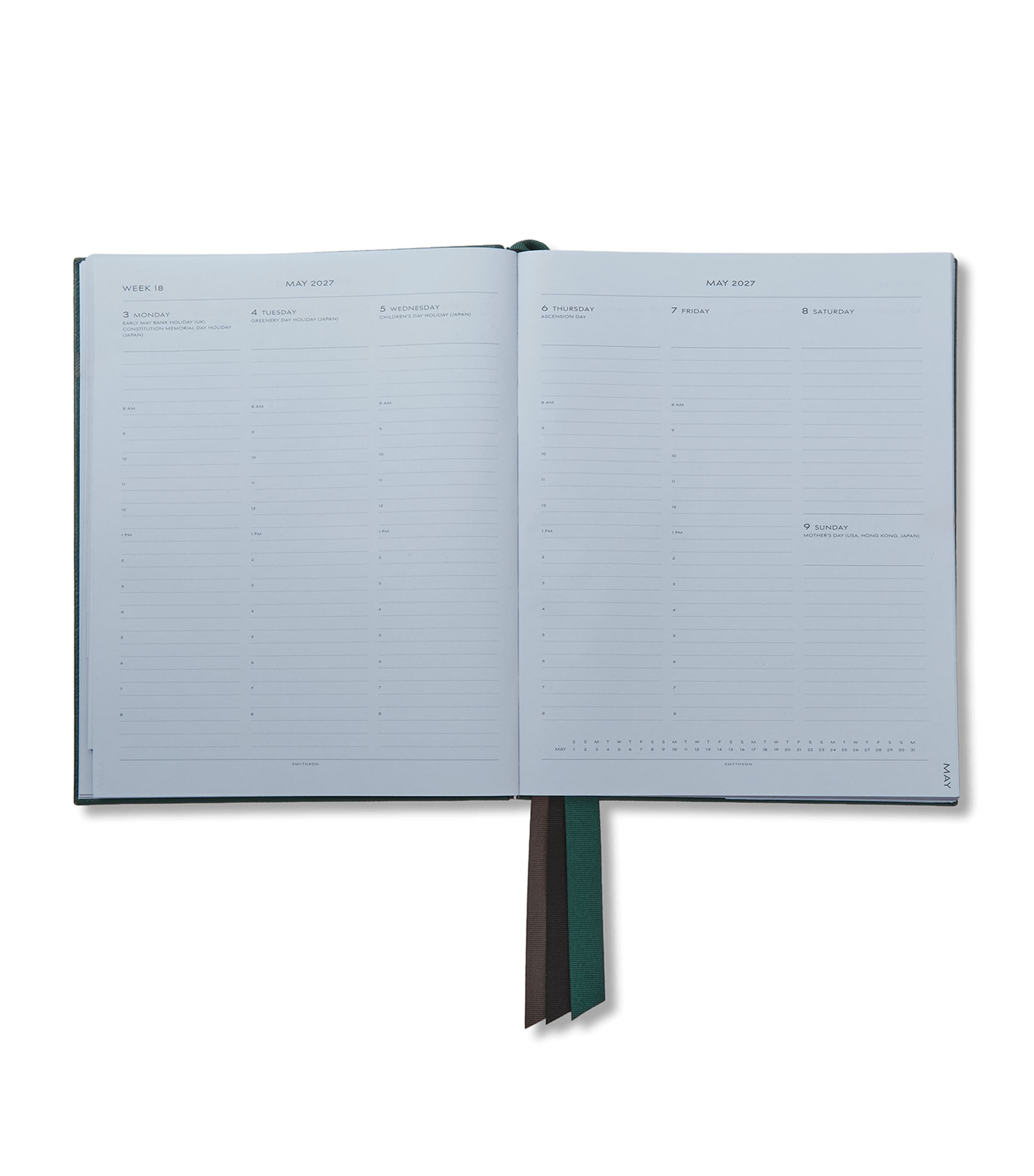 Smythson Leather Portobello Weekly Diary 2026-2027 F Green Image 2