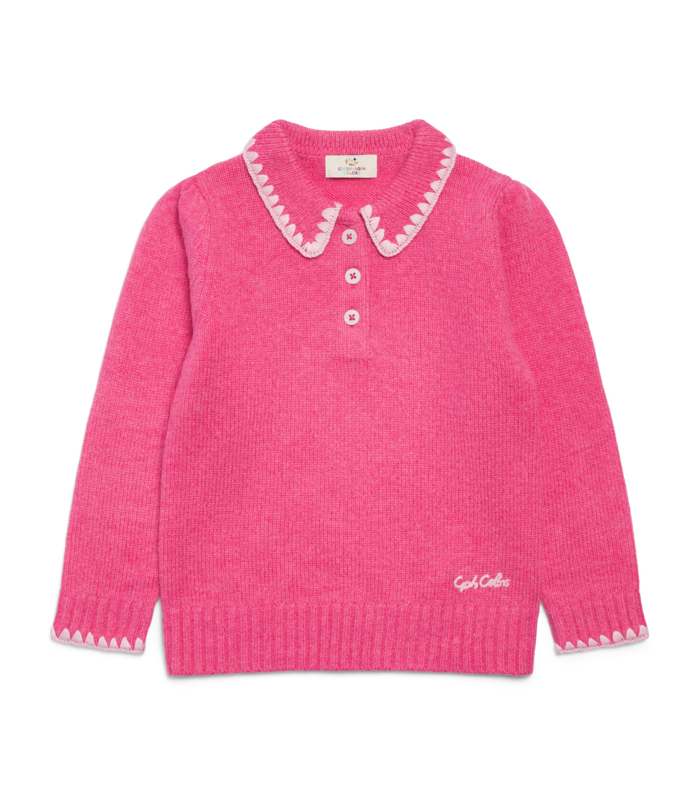 Copenhagen Colors Pink Wool-Cashmere Blanket-Stitch Blouse (2-8 Years ...