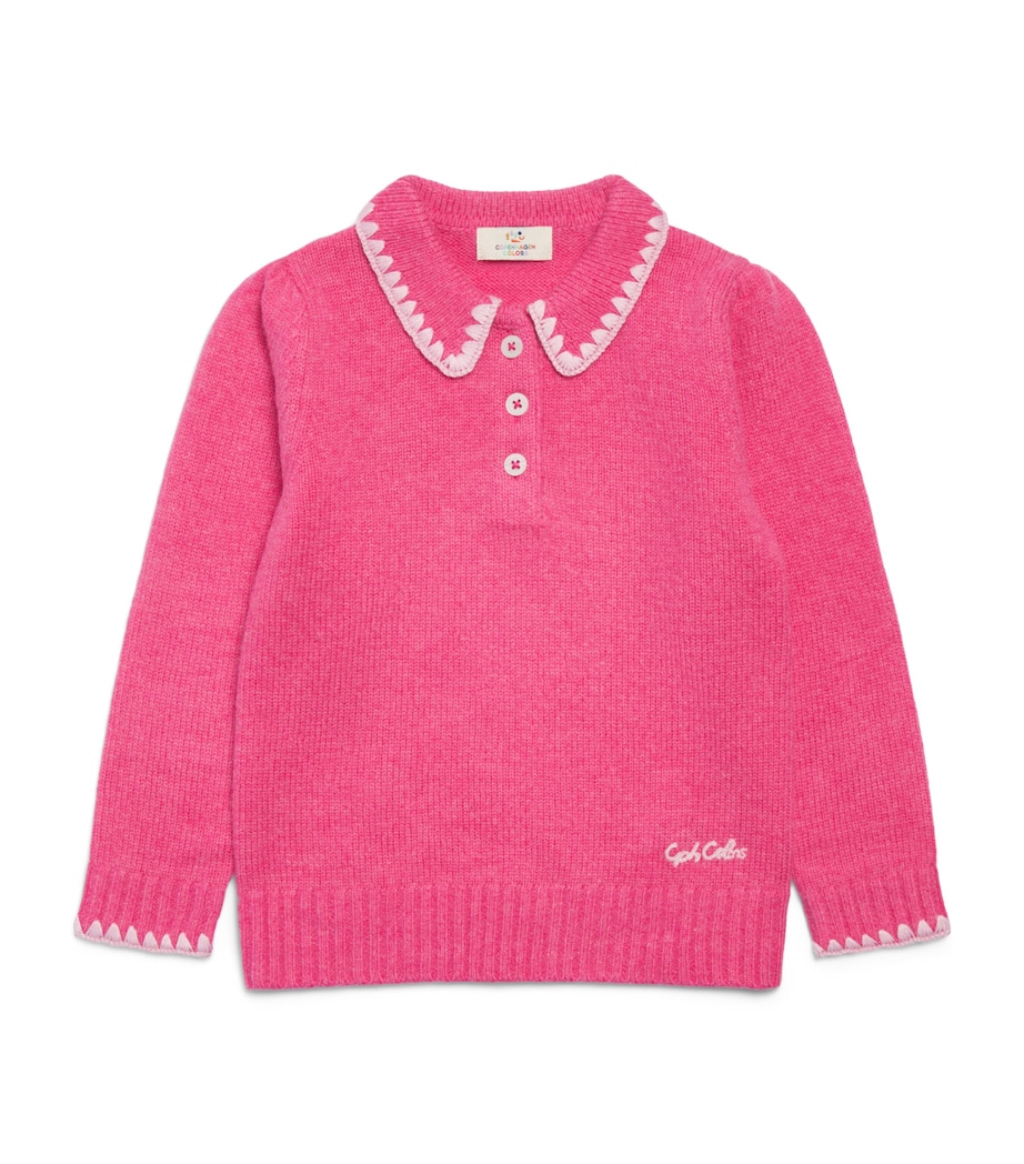 Copenhagen Colors Pink Wool-Cashmere Blanket-Stitch Blouse (2-8 Years ...
