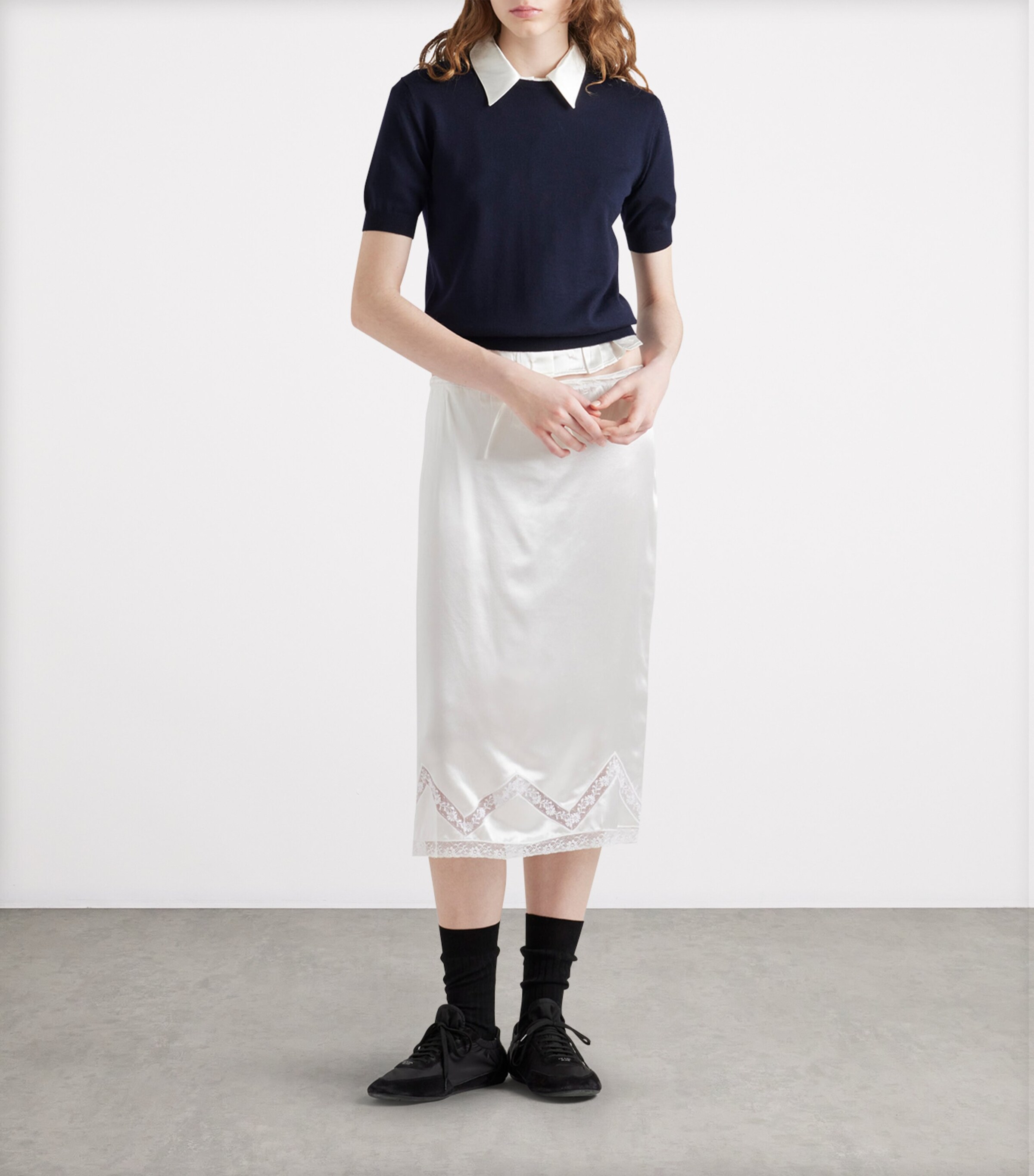 Prada Womens Satin Embroidered Skirt Image 2