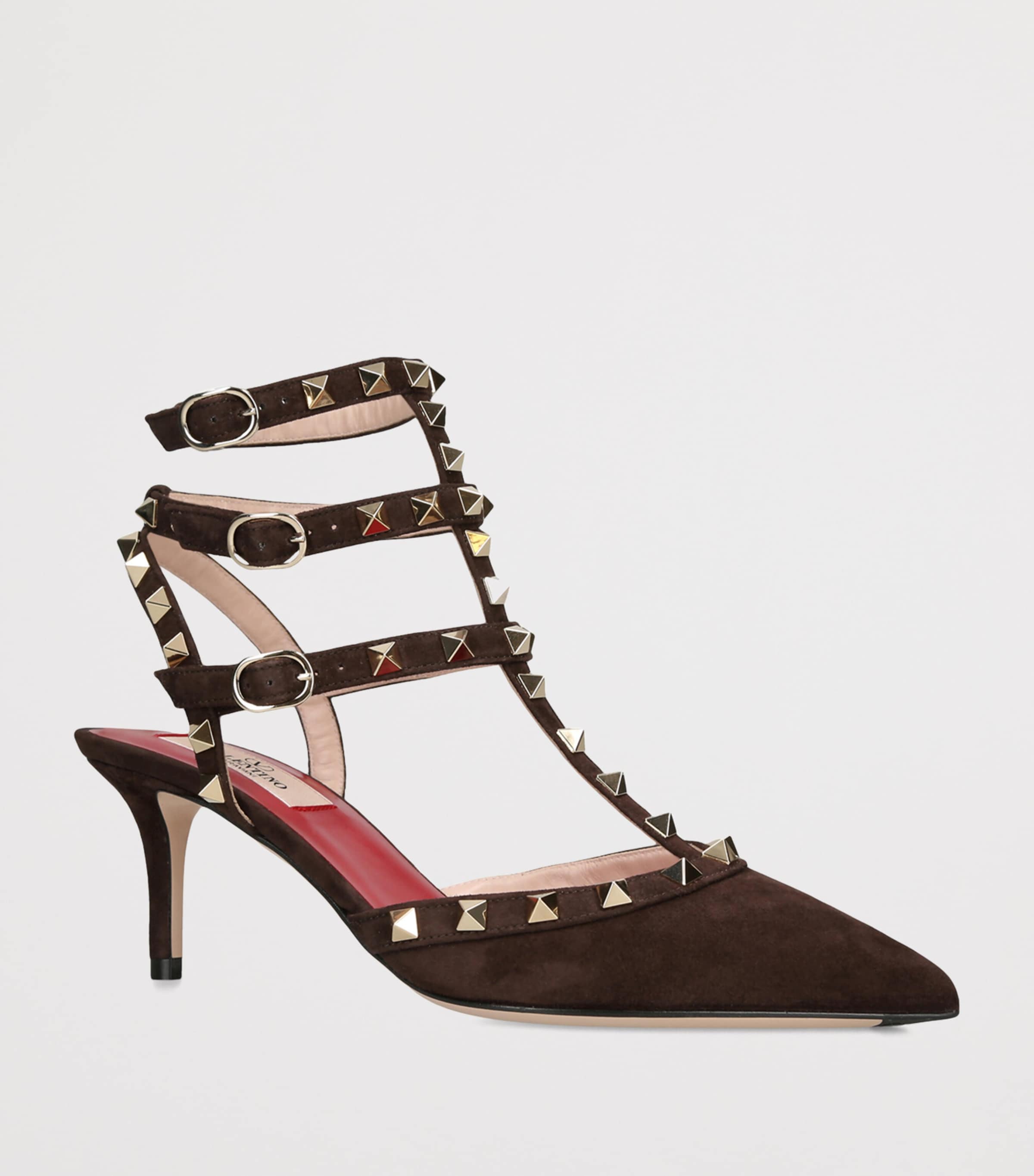 Valentino Garavani Suede Rockstud Pumps 65 Dark Brown Image 3