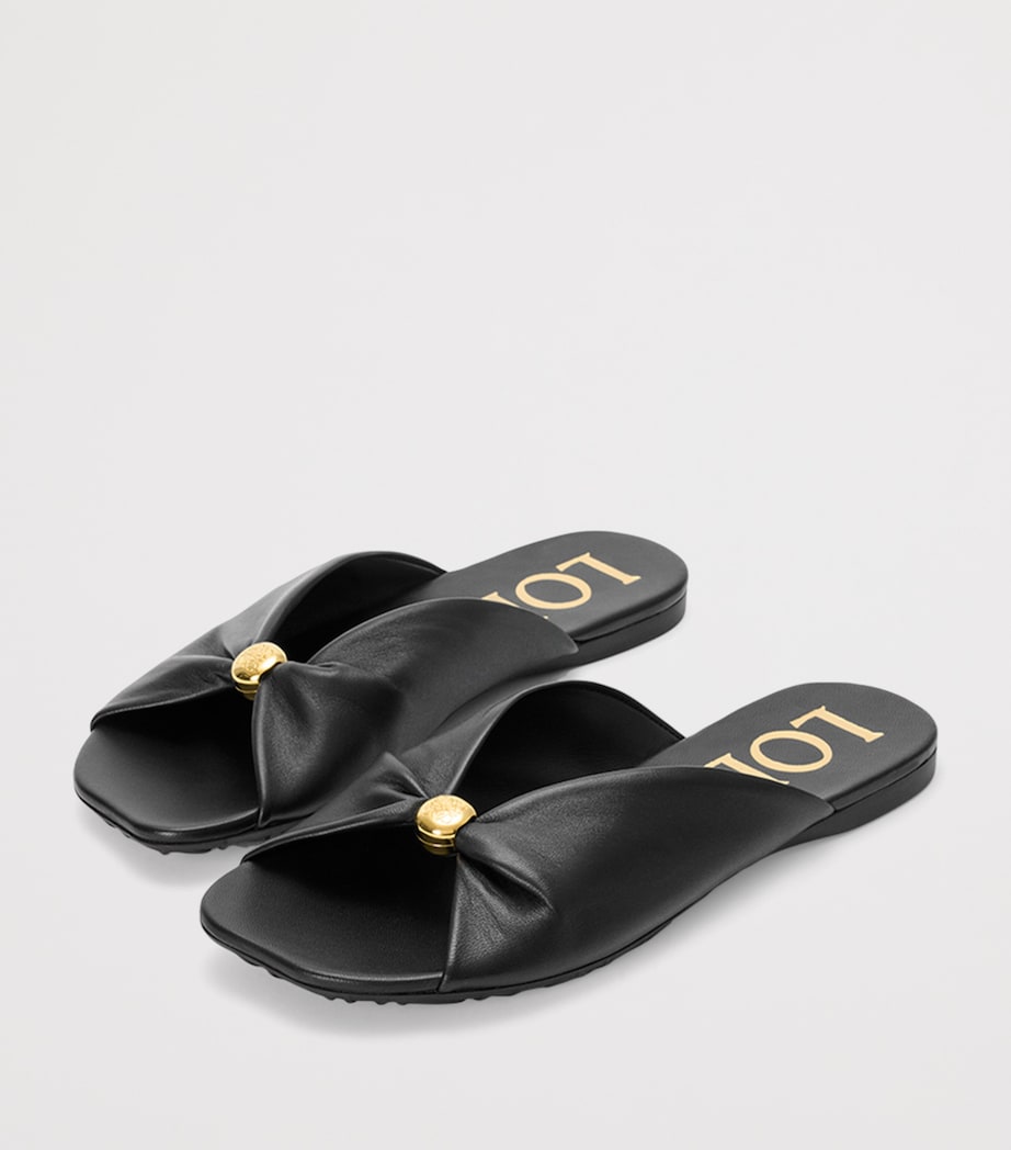 LOEWE x Paula's Ibiza Leather Pebble Slides Black Image 3