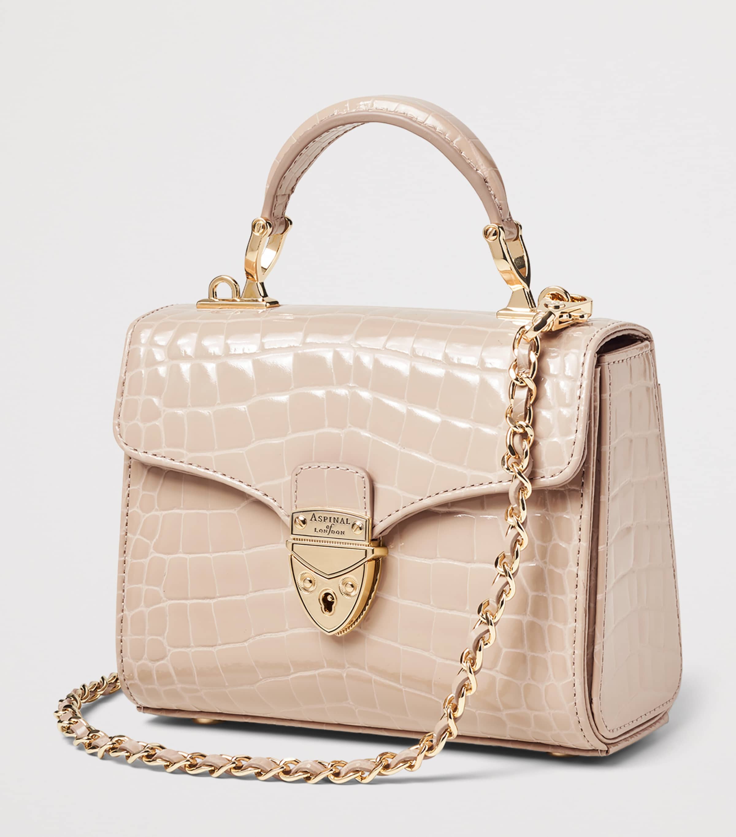 Aspinal Of London Mini Leather Mayfair Top-Handle Bag Taupe Image 2