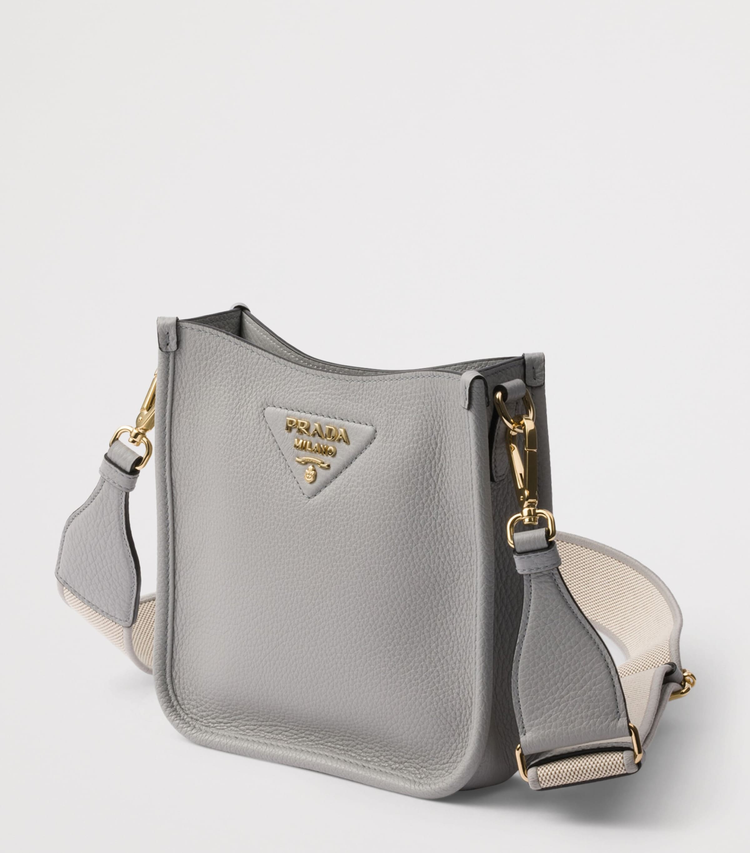 Prada Mini Leather Shoulder Bag Grey Image 2