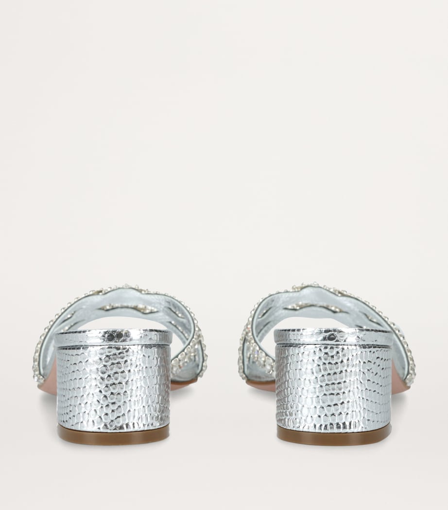 Gina Leather Taylor Heeled Mules 35 Silver Image 2