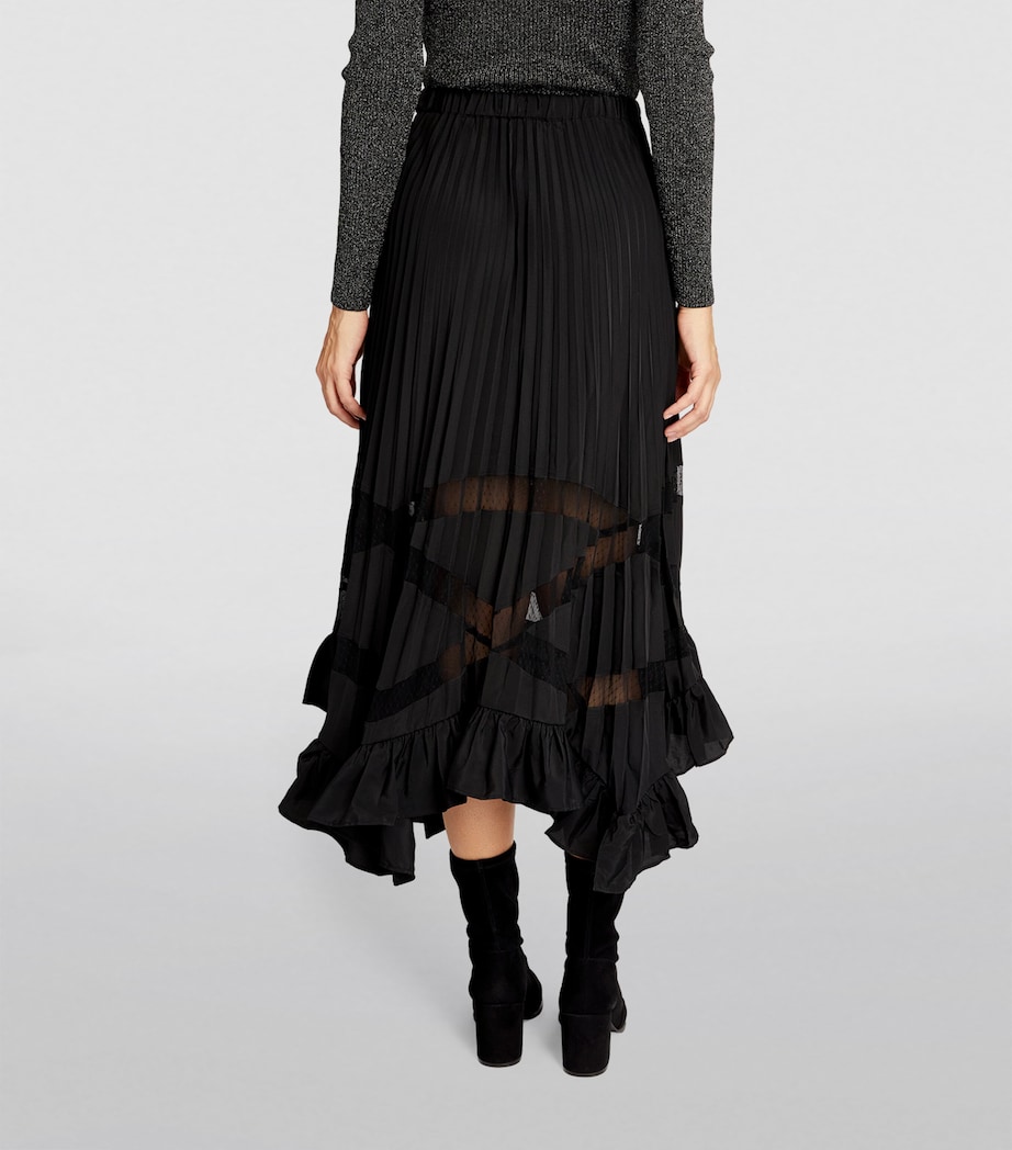 Pleated Asymmetric Midi Skirt BLACK Image 4