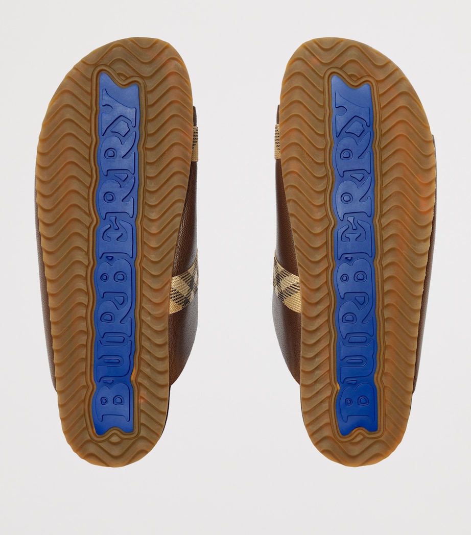 Burberry Leather Check Urchin Slides Mid Brown Image 5