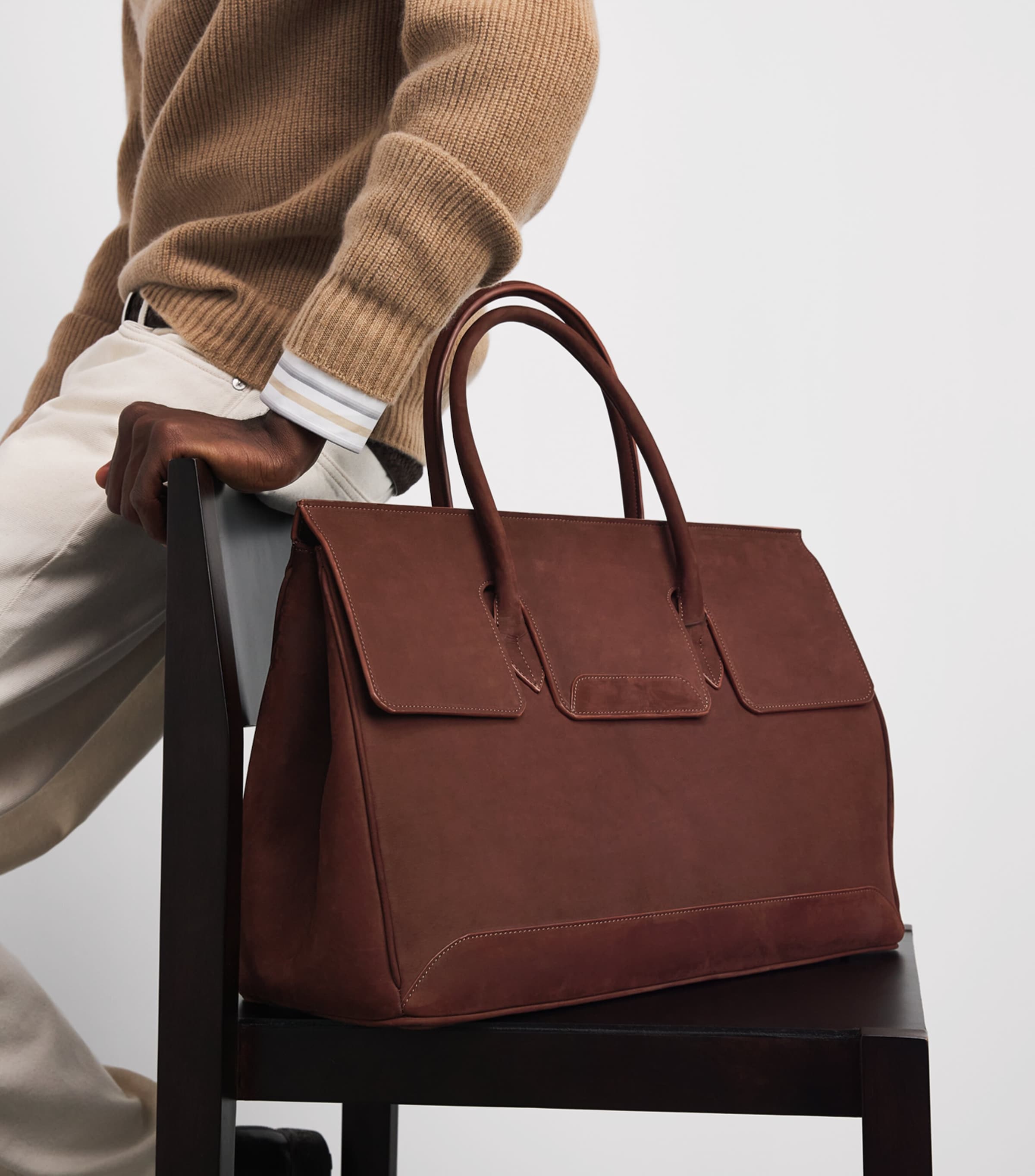 Colombo Suede Holdall Bag Dark Wine Image 4