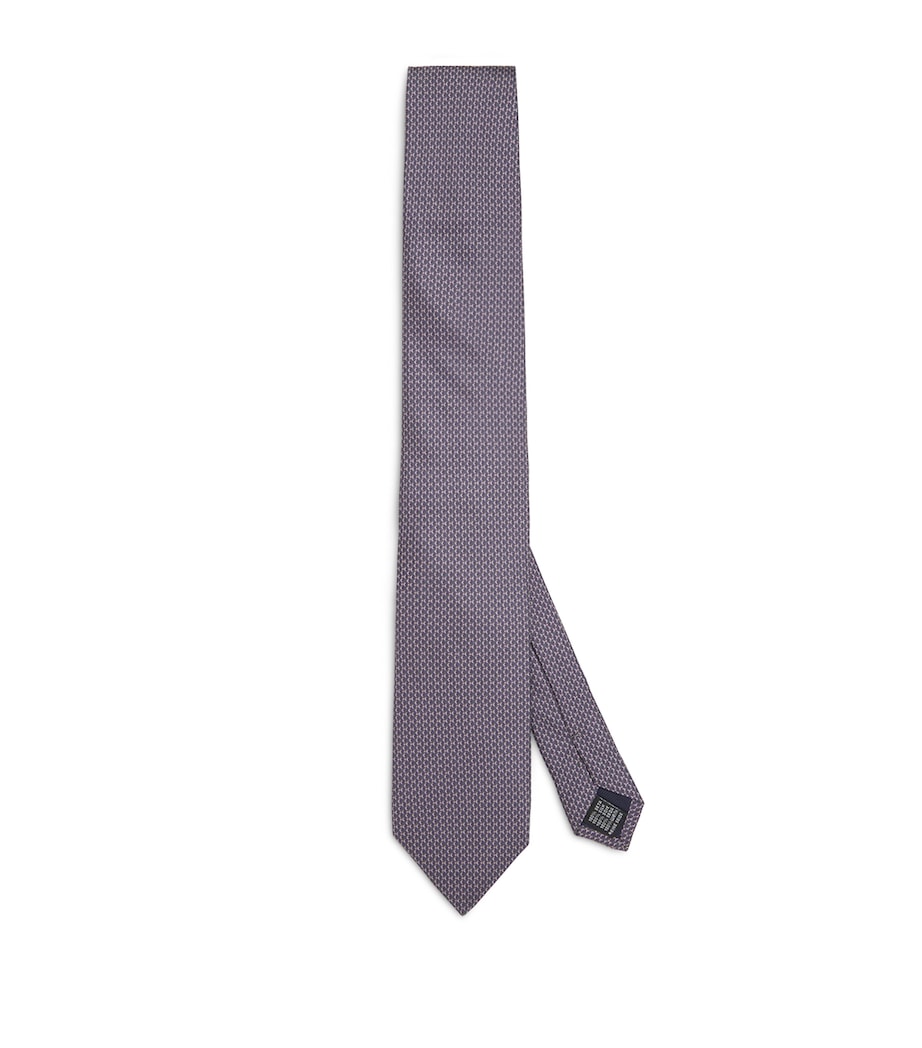 Silk Geometric Jacquard Tie 75 VIOLET Image 1