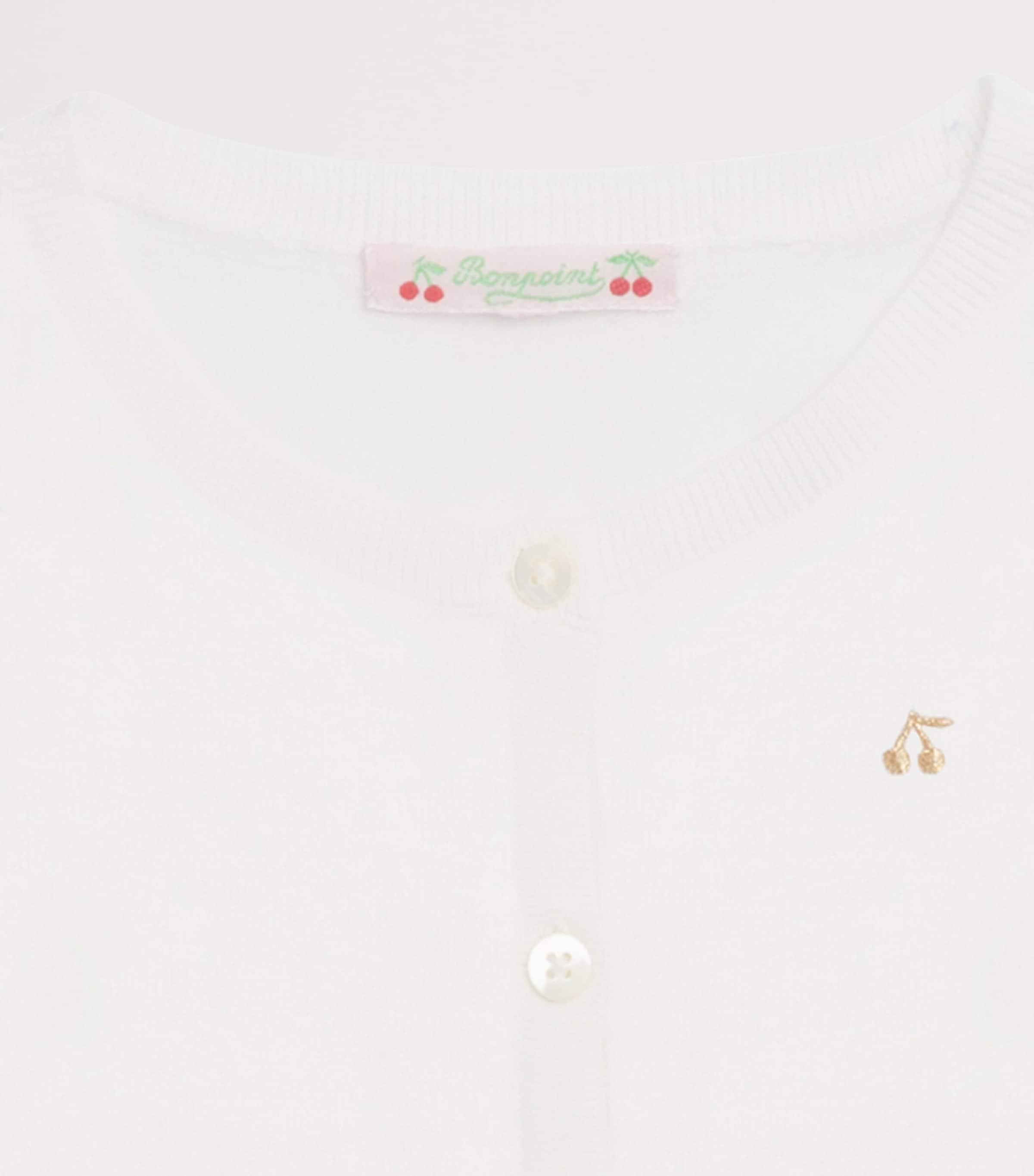 Bonpoint Wool Embroidered Cardigan (10-12 Years) Upb Blanc Lait Image 3