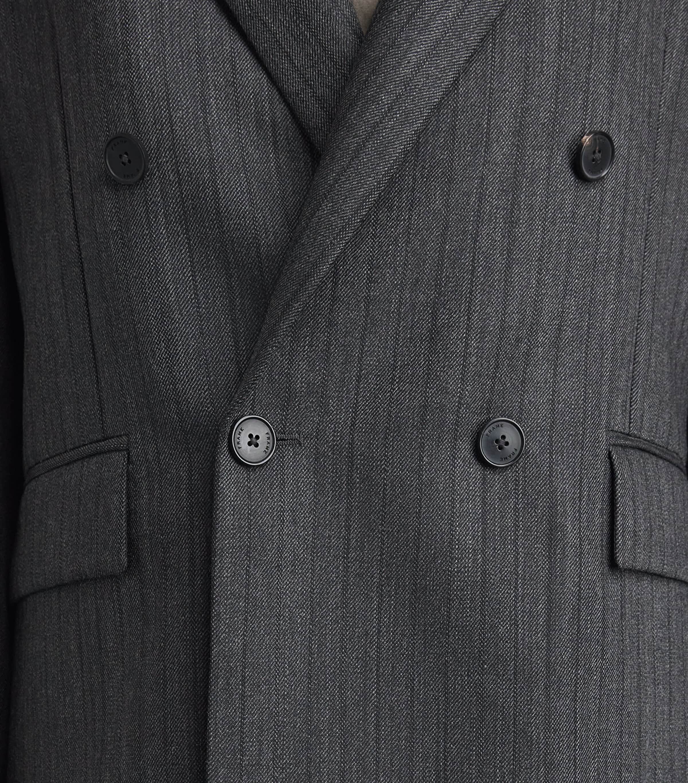 FRAME Mens Wool Twill Pinstripe Blazer Gyst Grey Stripe Image 3