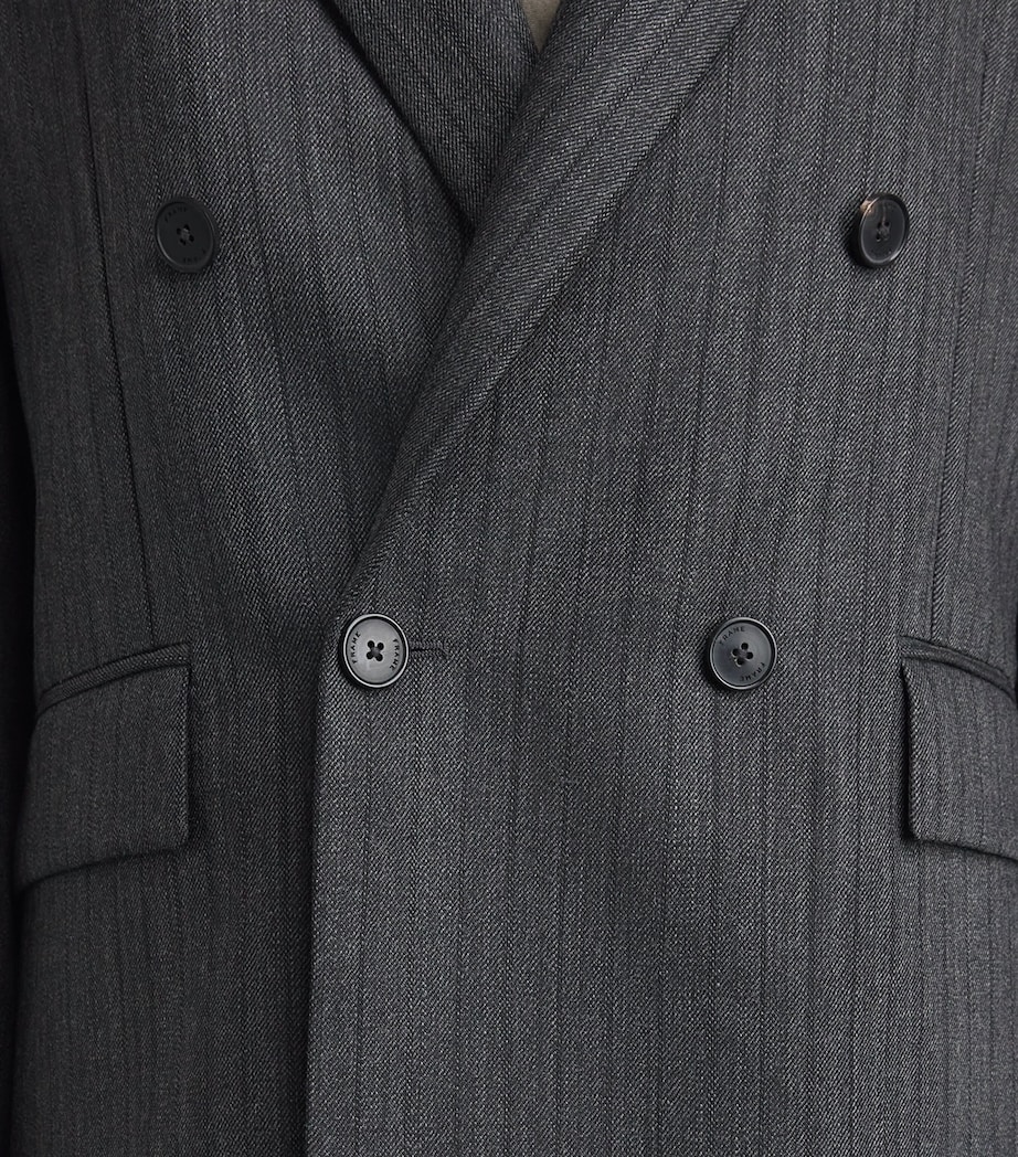 FRAME Mens Wool Twill Pinstripe Blazer Gyst Grey Stripe Image 3