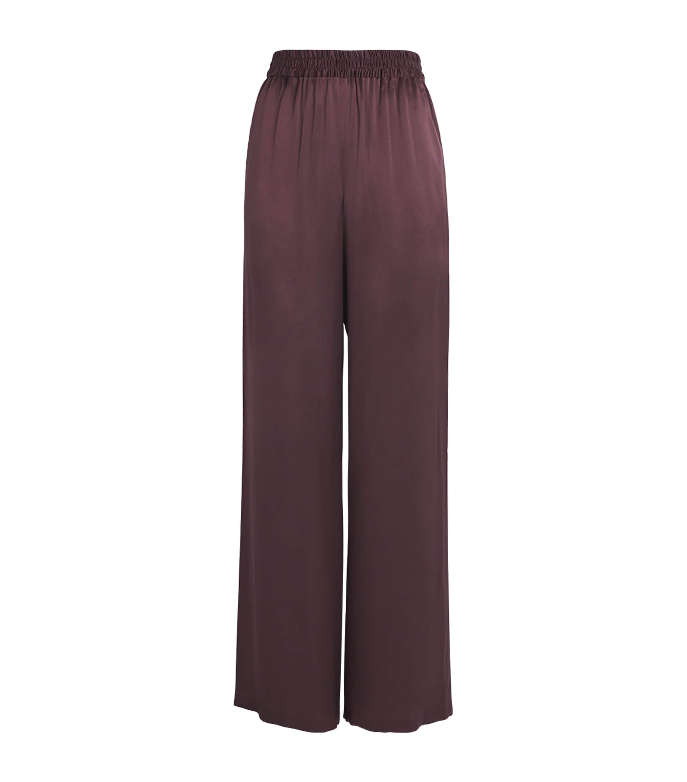 Eleventy Womens Silk Satin Palazzo Trousers Mosto Image 1