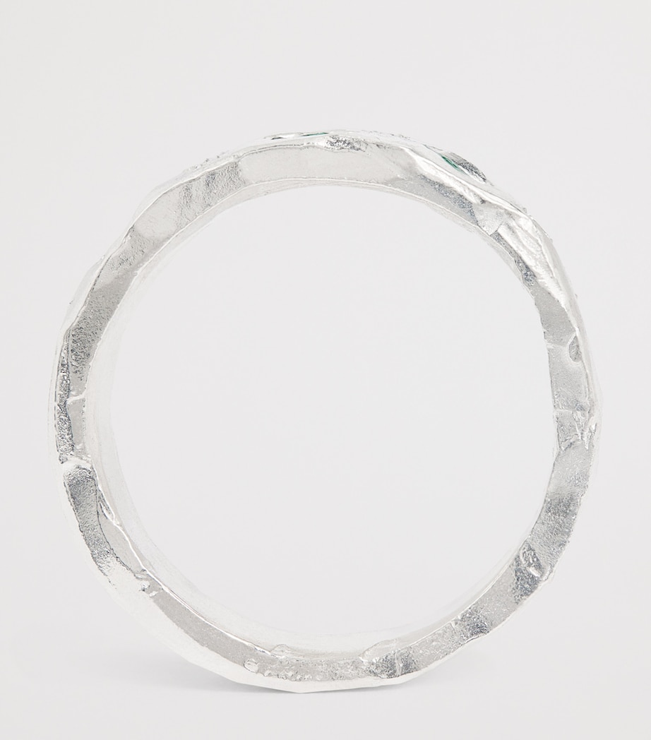 Sterling Silver and Emerald Scatter Ring SILVER Image 3