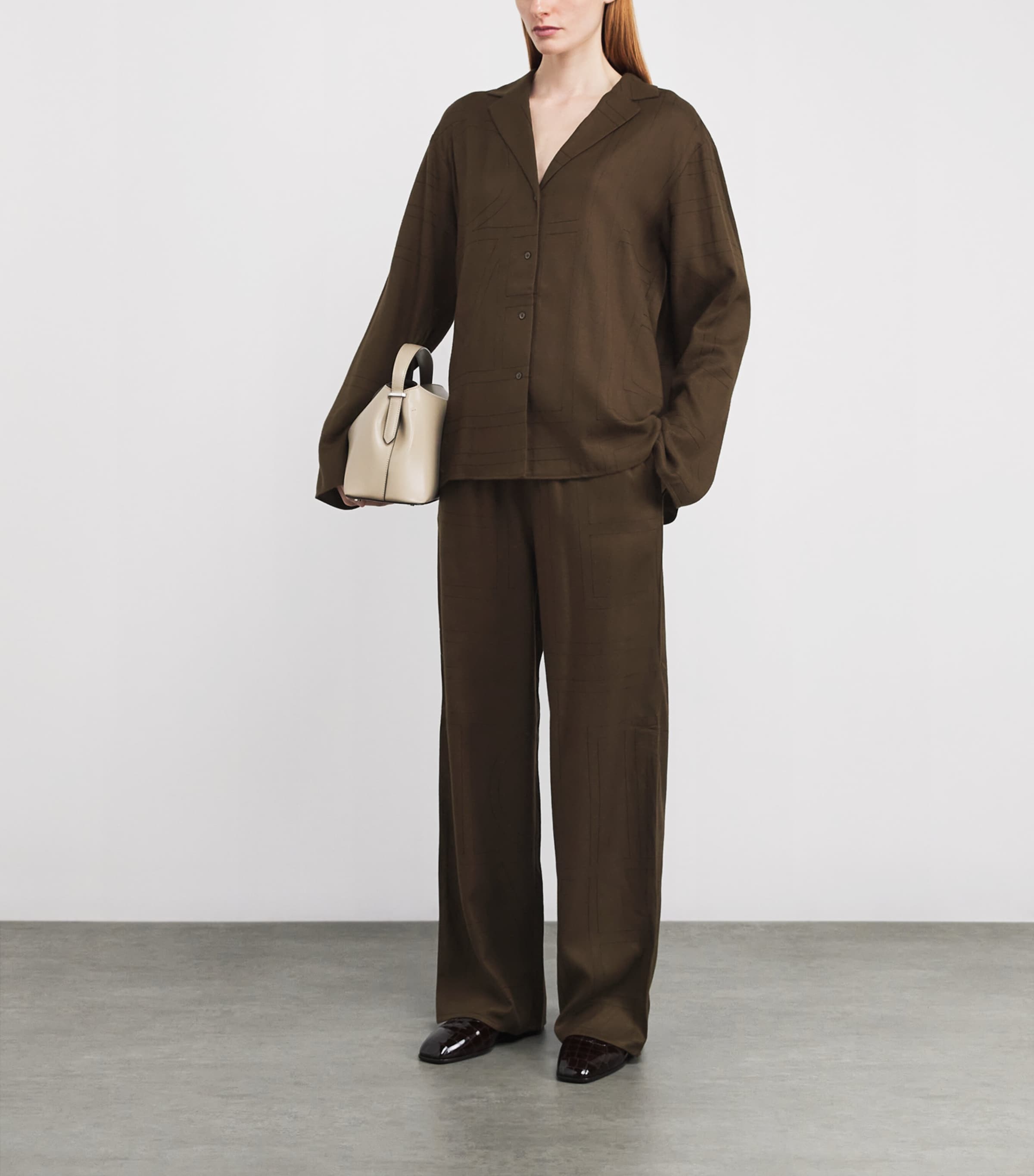 Modal Flannel Wide-Leg Trousers 034 DARK BROWN Image 2