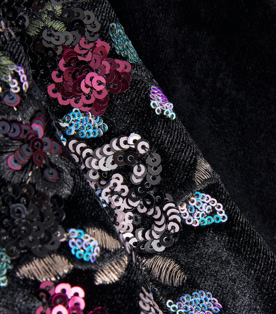 Talbot Runhof Womens Velvet Floral Sequin Gown Black Image 6