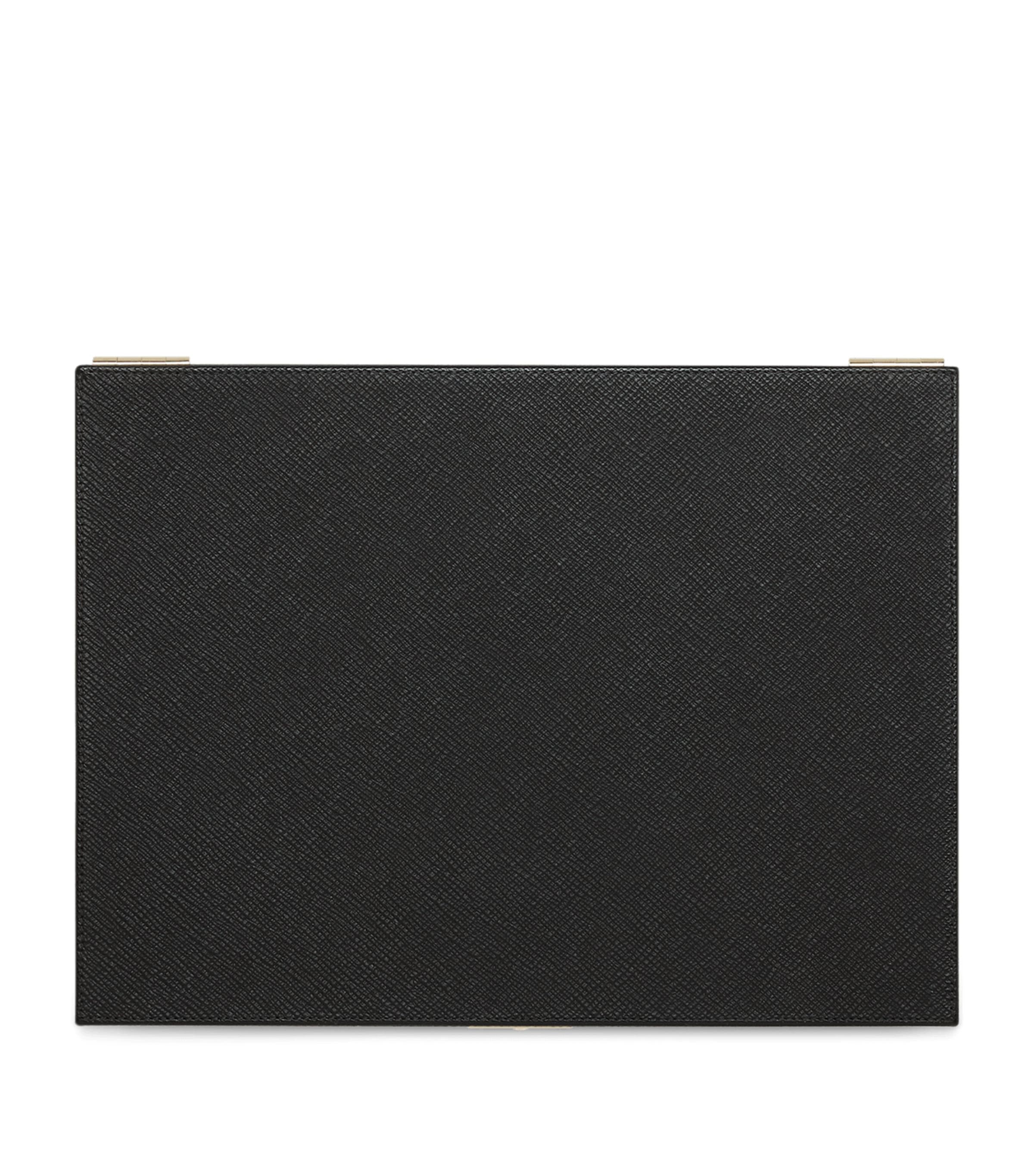 Smythson Leather 3-Drawer Panama Jewellery Box Black Image 5