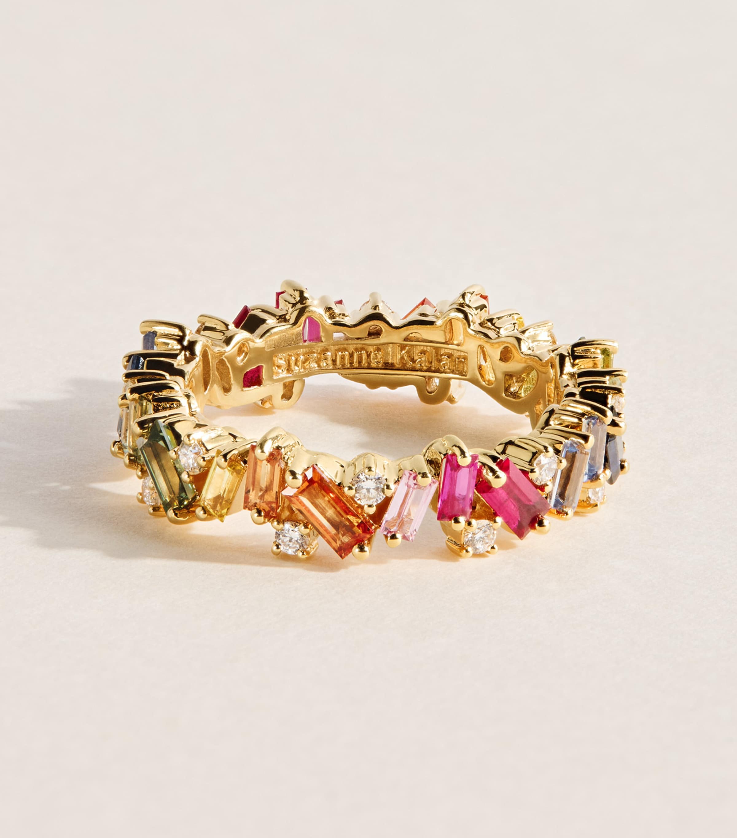 Suzanne Kalan Yellow Gold, Diamond and Rainbow Sapphire Frenzy Eternity Ring Yg/rs Image 1