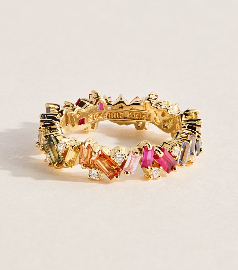 Suzanne Kalan Yellow Gold, Diamond and Rainbow Sapphire Frenzy Eternity Ring Yg/rs Image 1