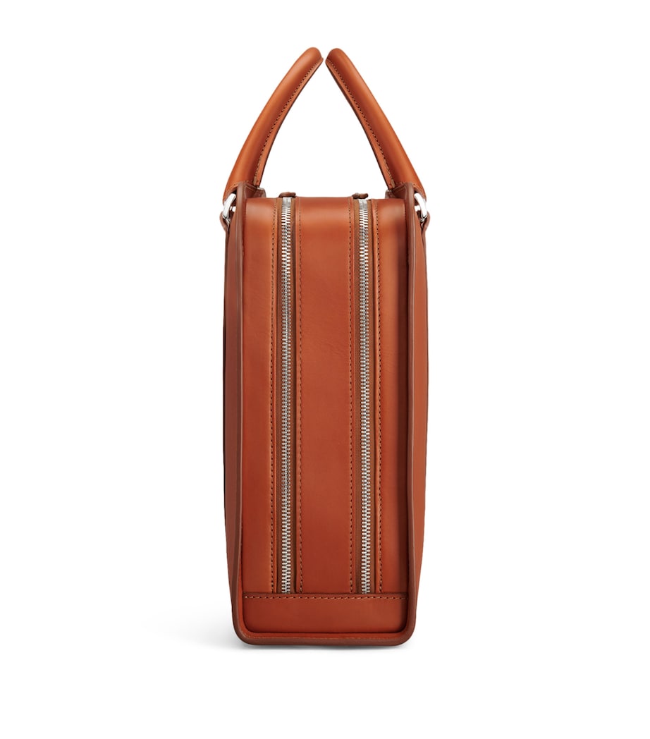 Leather Palissy Double Briefcase COGNAC/ GREY Image 4