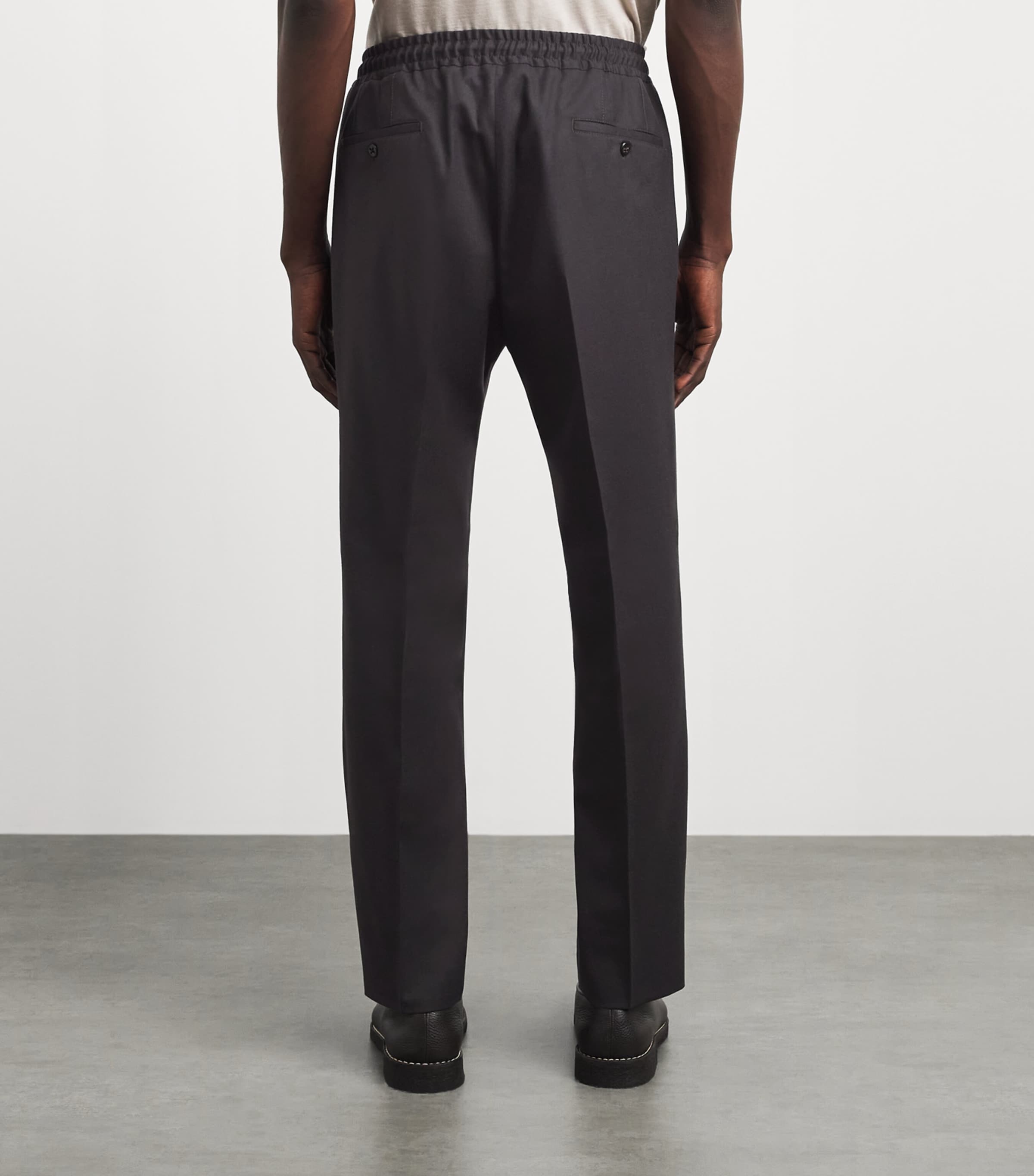 Corneliani Mens Virgin Wool Drawstring Trousers Dark Brown Image 5