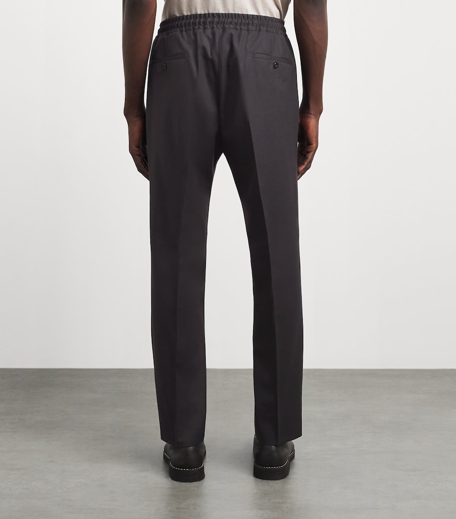 Corneliani Mens Virgin Wool Drawstring Trousers Dark Brown Image 5
