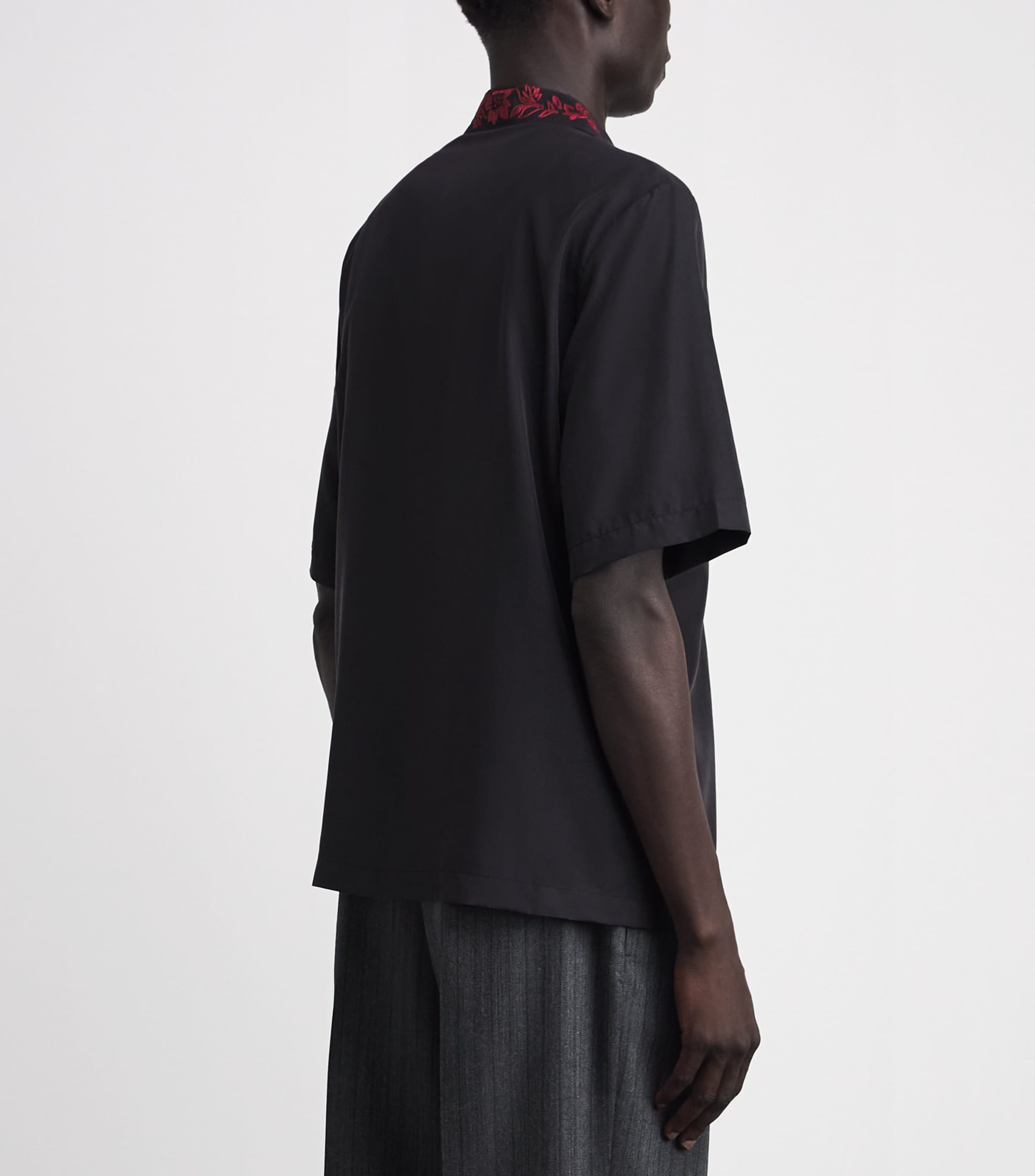 AMIRI Mens Embroidered-Collar Relaxed Shirt Black Image 5