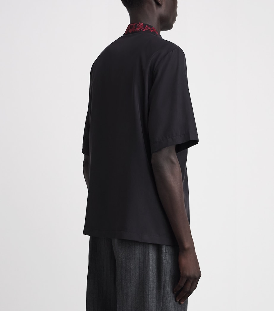 AMIRI Mens Embroidered-Collar Relaxed Shirt Black Image 5
