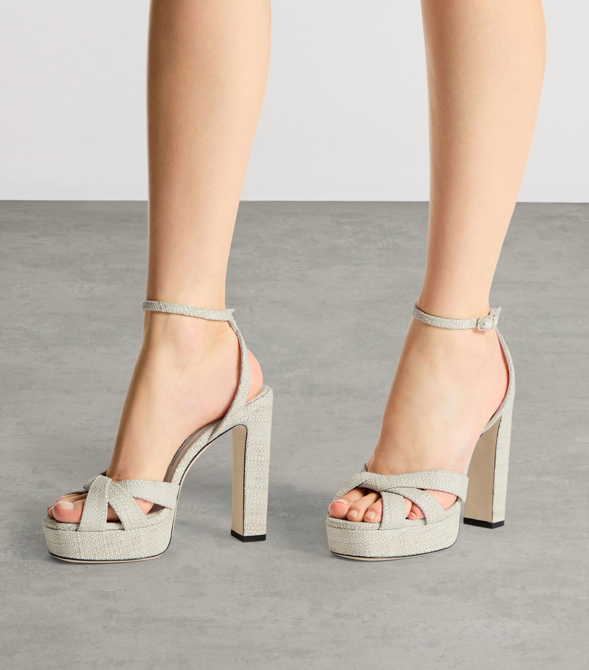 Jimmy Choo Kove 120 Woven Platform Sandals Natural Image 2